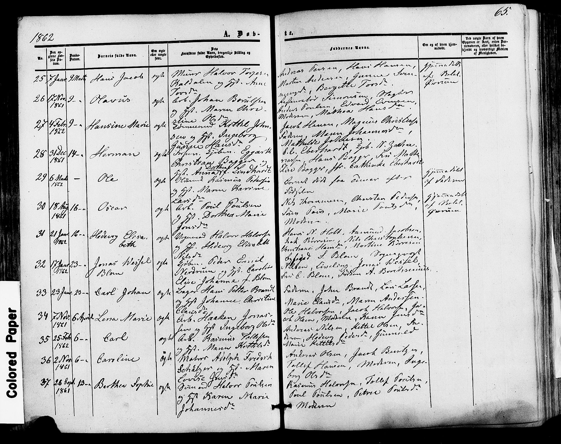 Skien kirkebøker, SAKO/A-302/F/Fa/L0007: Parish register (official) no. 7, 1856-1865, p. 65