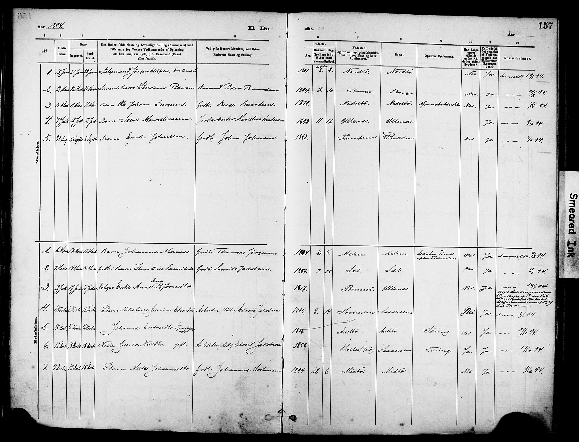 Rennesøy sokneprestkontor, SAST/A -101827/H/Ha/Haa/L0012: Parish register (official) no. A 13, 1885-1917, p. 157
