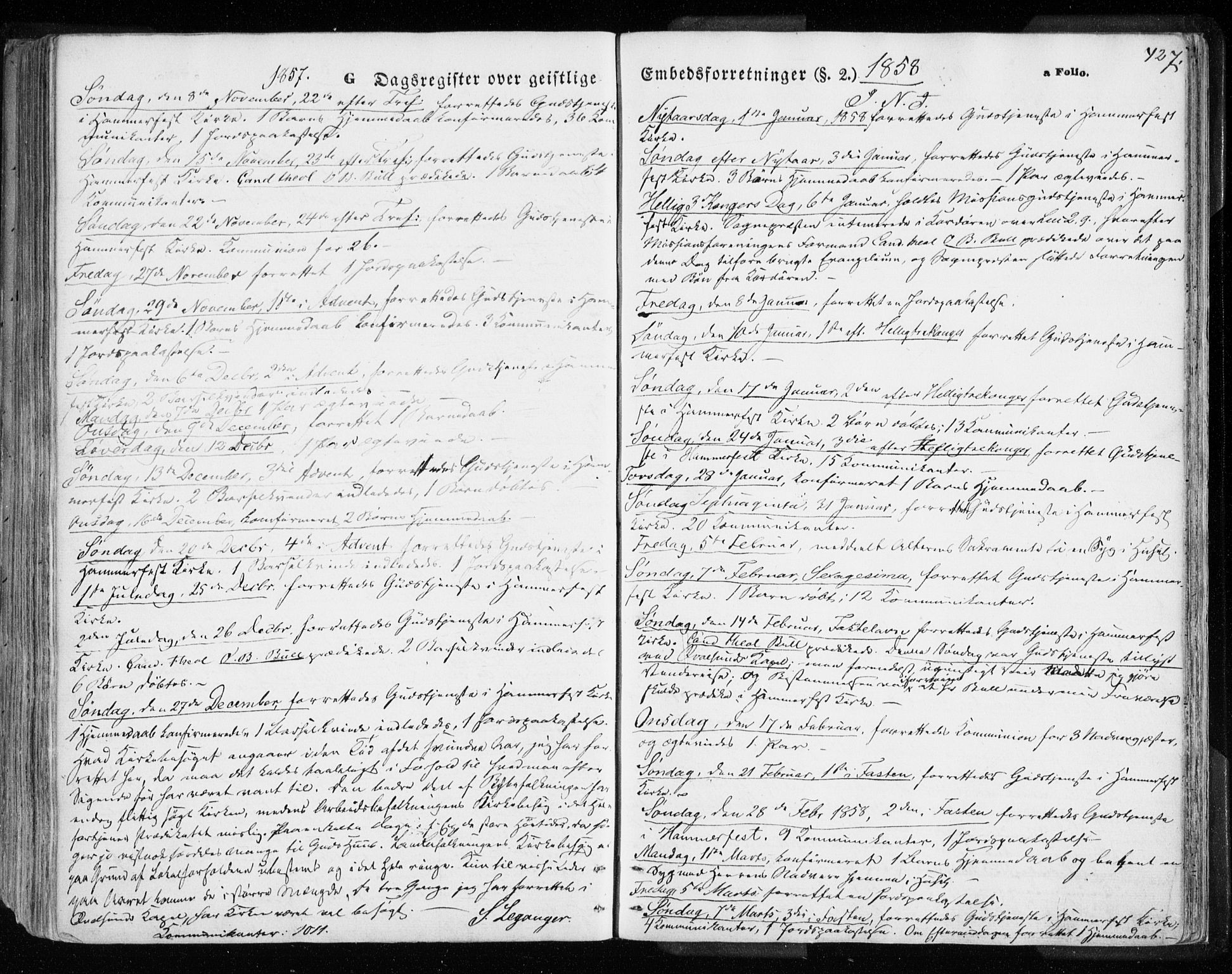 Hammerfest sokneprestkontor, SATØ/S-1347/H/Ha/L0005.kirke: Parish register (official) no. 5, 1857-1869, p. 427