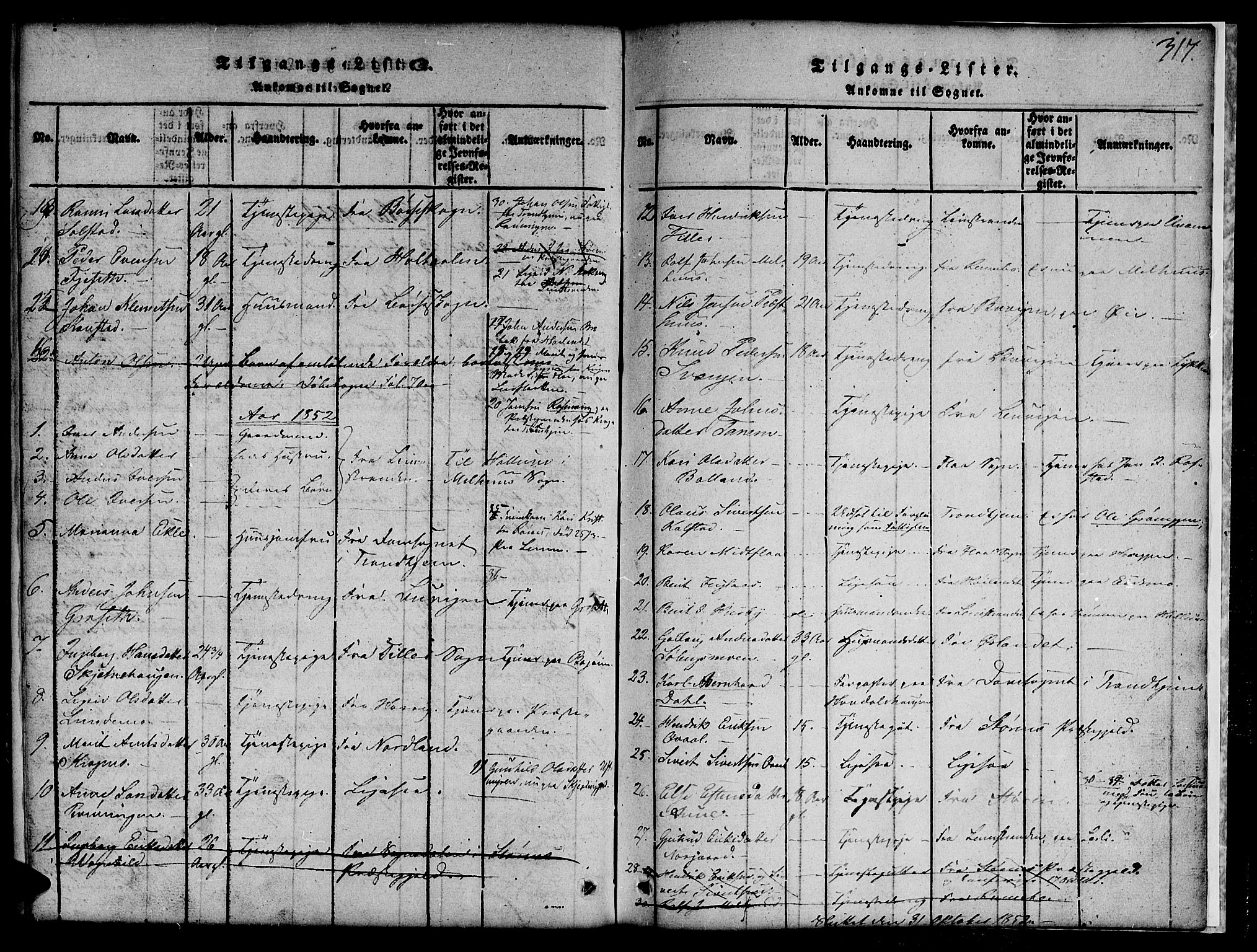 Ministerialprotokoller, klokkerbøker og fødselsregistre - Sør-Trøndelag, SAT/A-1456/691/L1092: Parish register (copy) no. 691C03, 1816-1852, p. 317