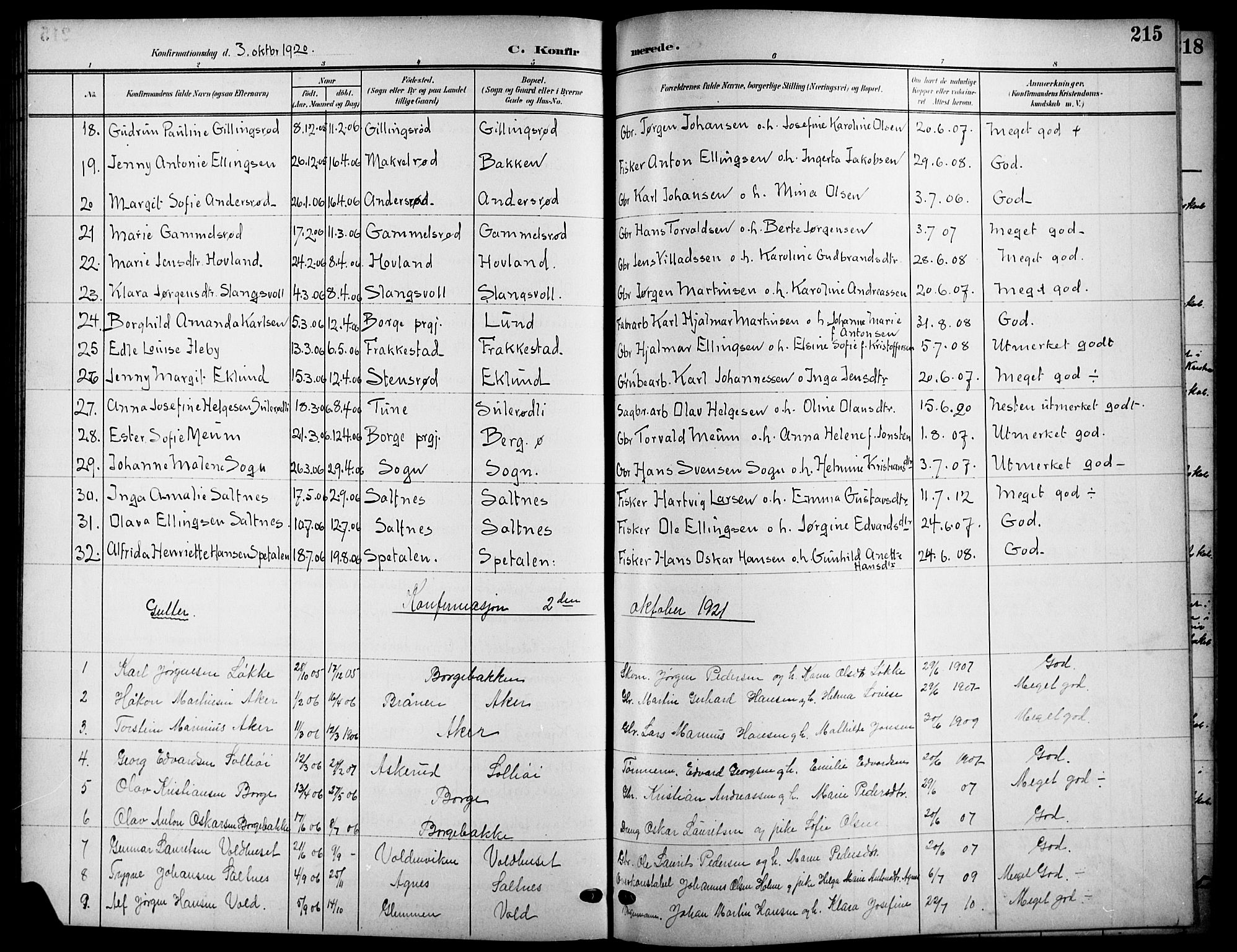Råde prestekontor kirkebøker, SAO/A-2009/G/Ga/L0001: Parish register (copy) no. 1, 1903-1925, p. 215