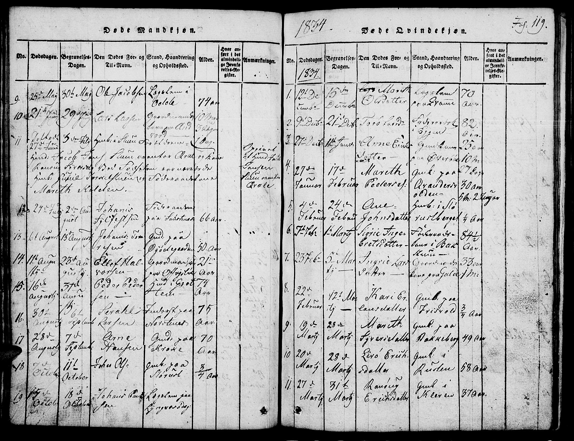 Lom prestekontor, SAH/PREST-070/L/L0001: Parish register (copy) no. 1, 1815-1836, p. 119
