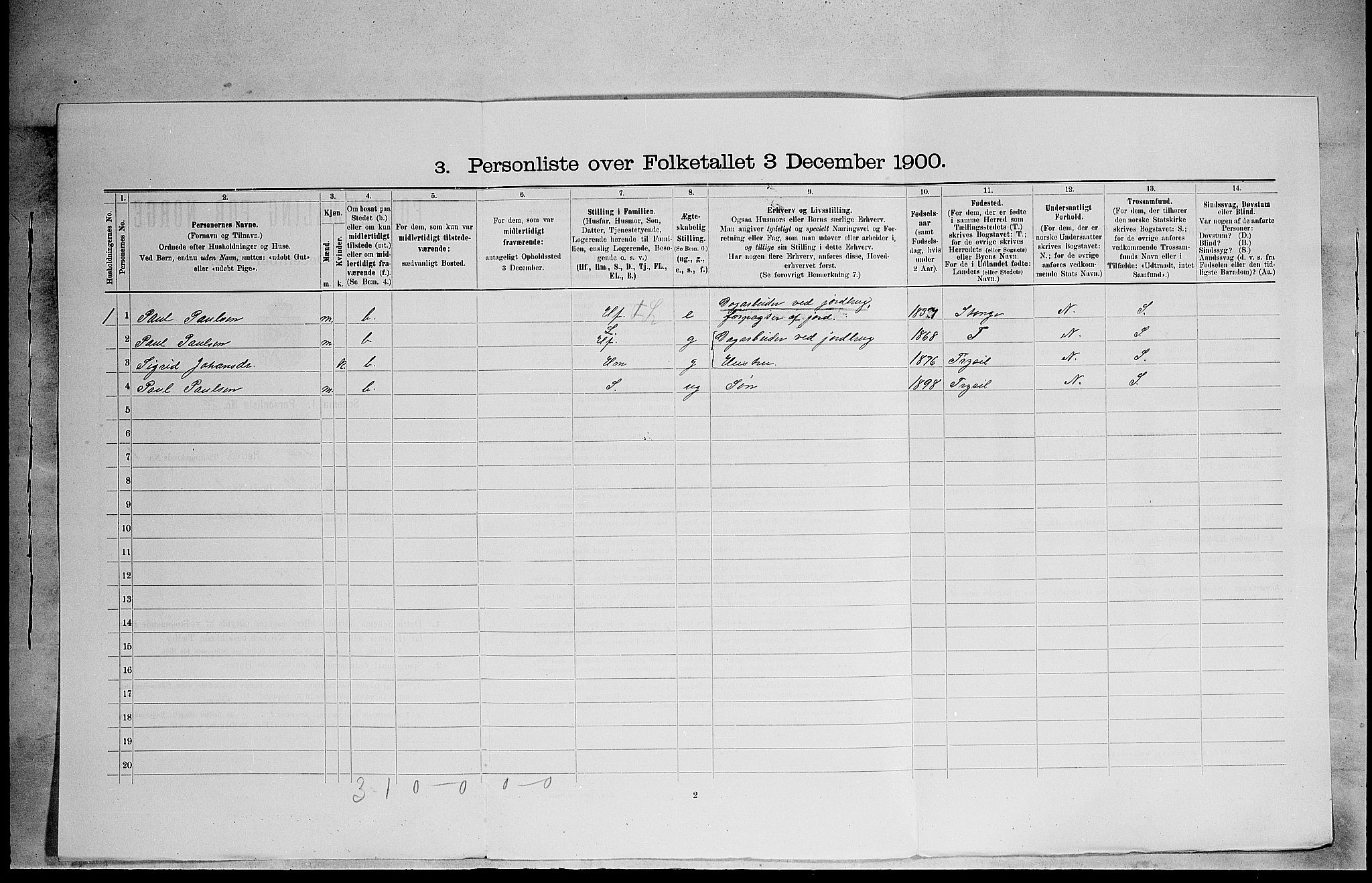 SAH, 1900 census for Romedal, 1900, p. 272