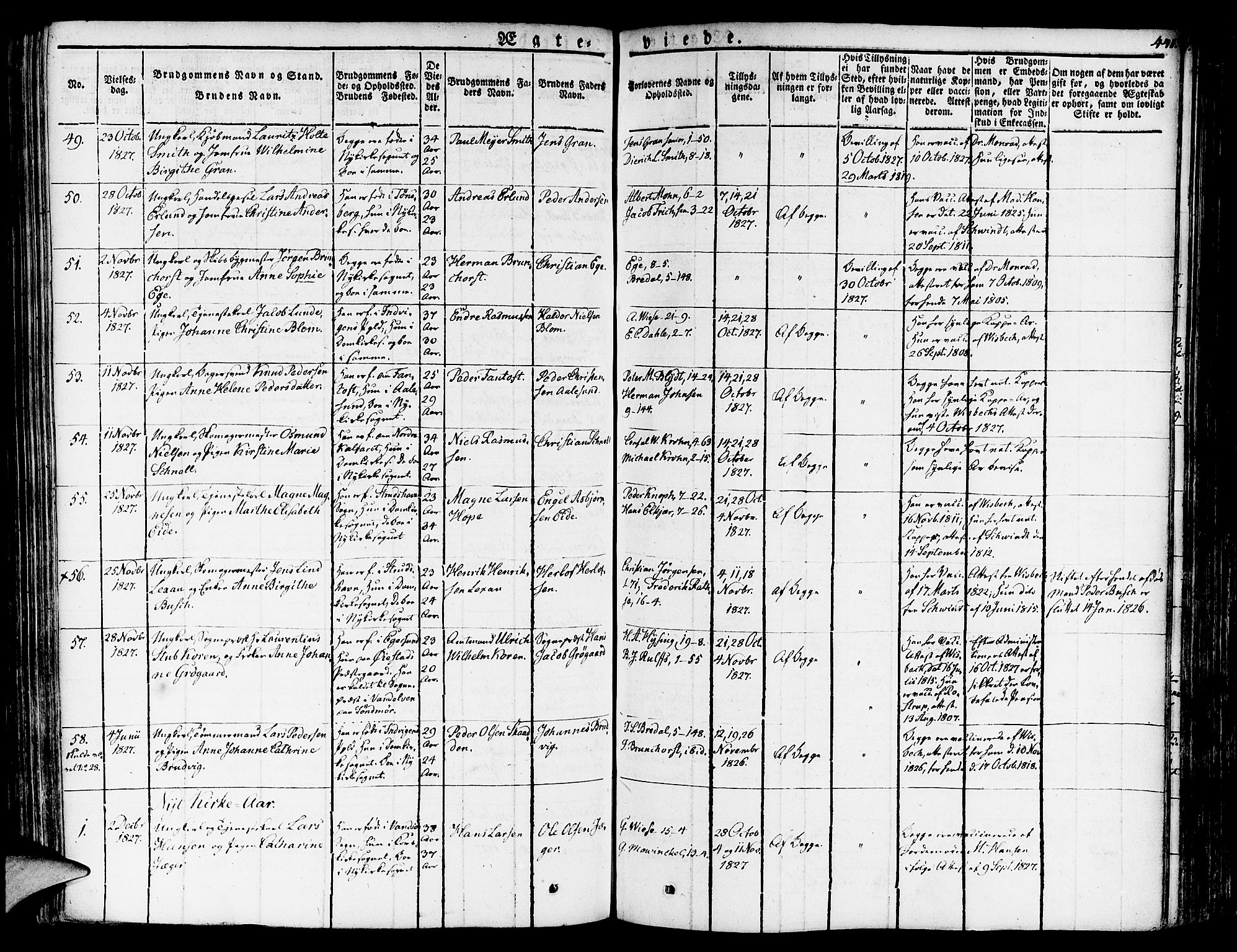 Nykirken Sokneprestembete, SAB/A-77101/H/Haa/L0012: Parish register (official) no. A 12, 1821-1844, p. 441