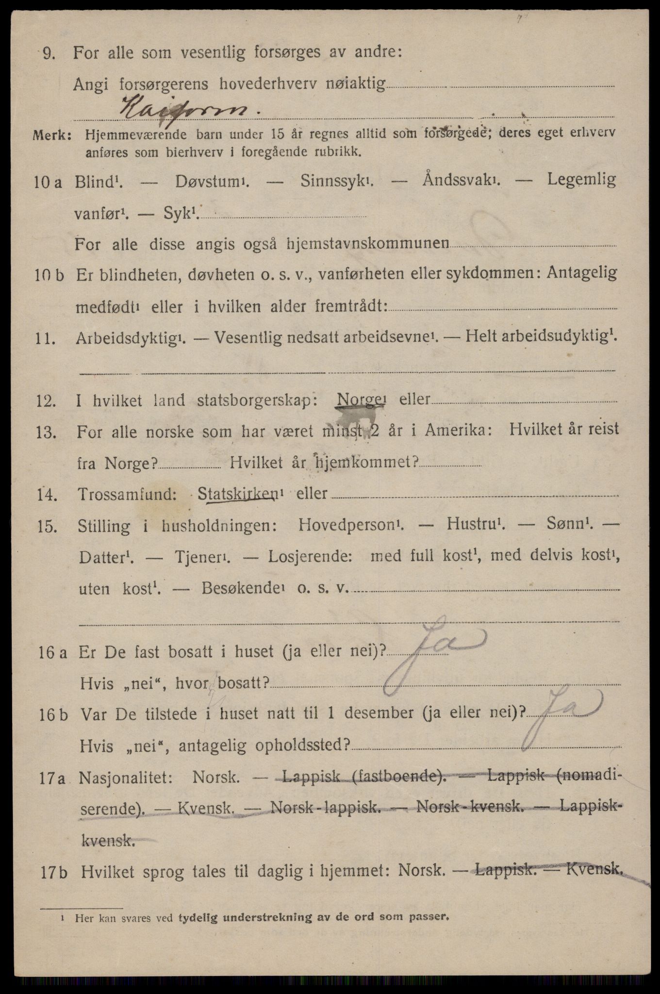 SAT, 1920 census for Dverberg, 1920, p. 11549