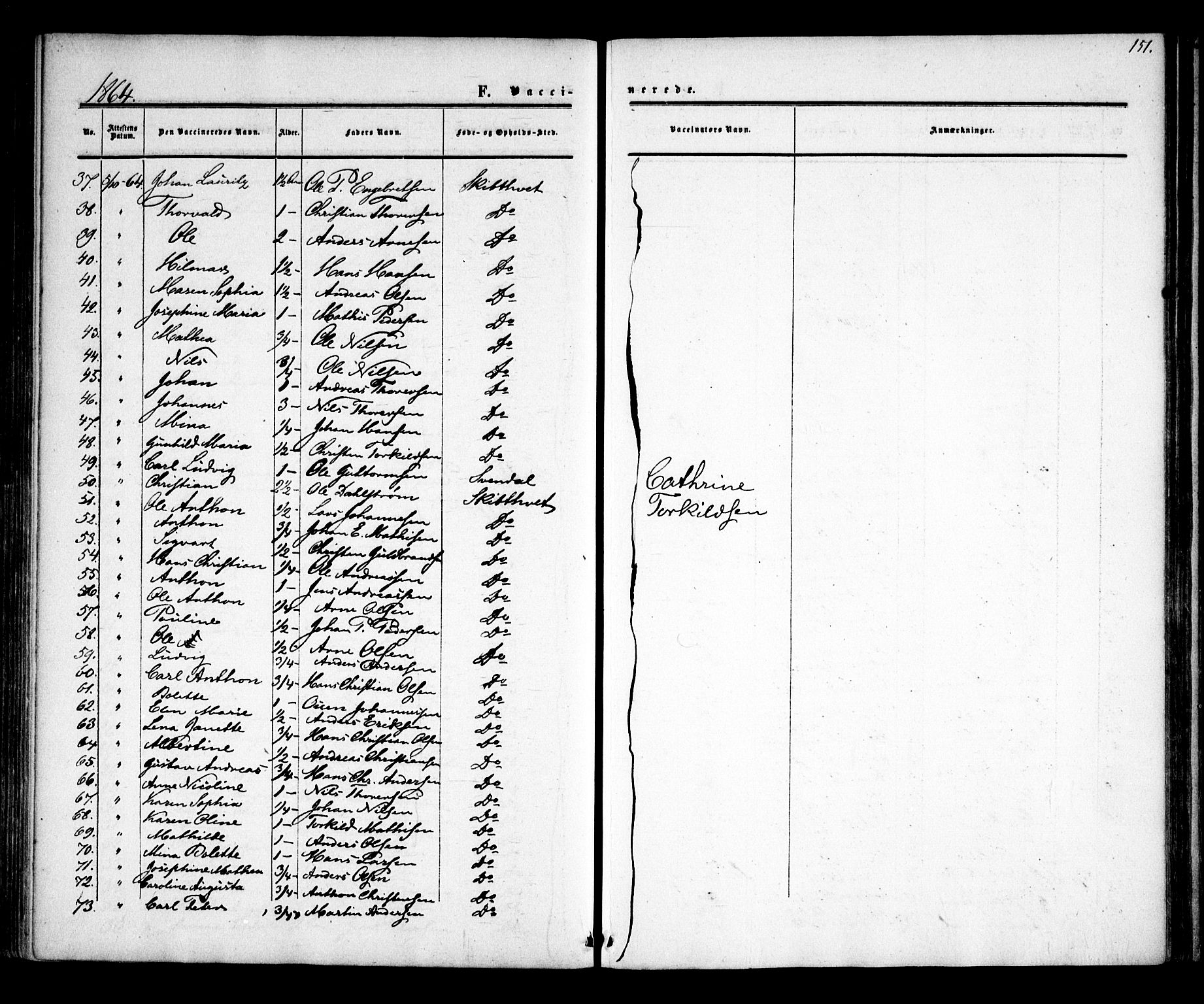 Skiptvet prestekontor Kirkebøker, AV/SAO-A-20009/F/Fa/L0007: Parish register (official) no. 7, 1861-1866, p. 151