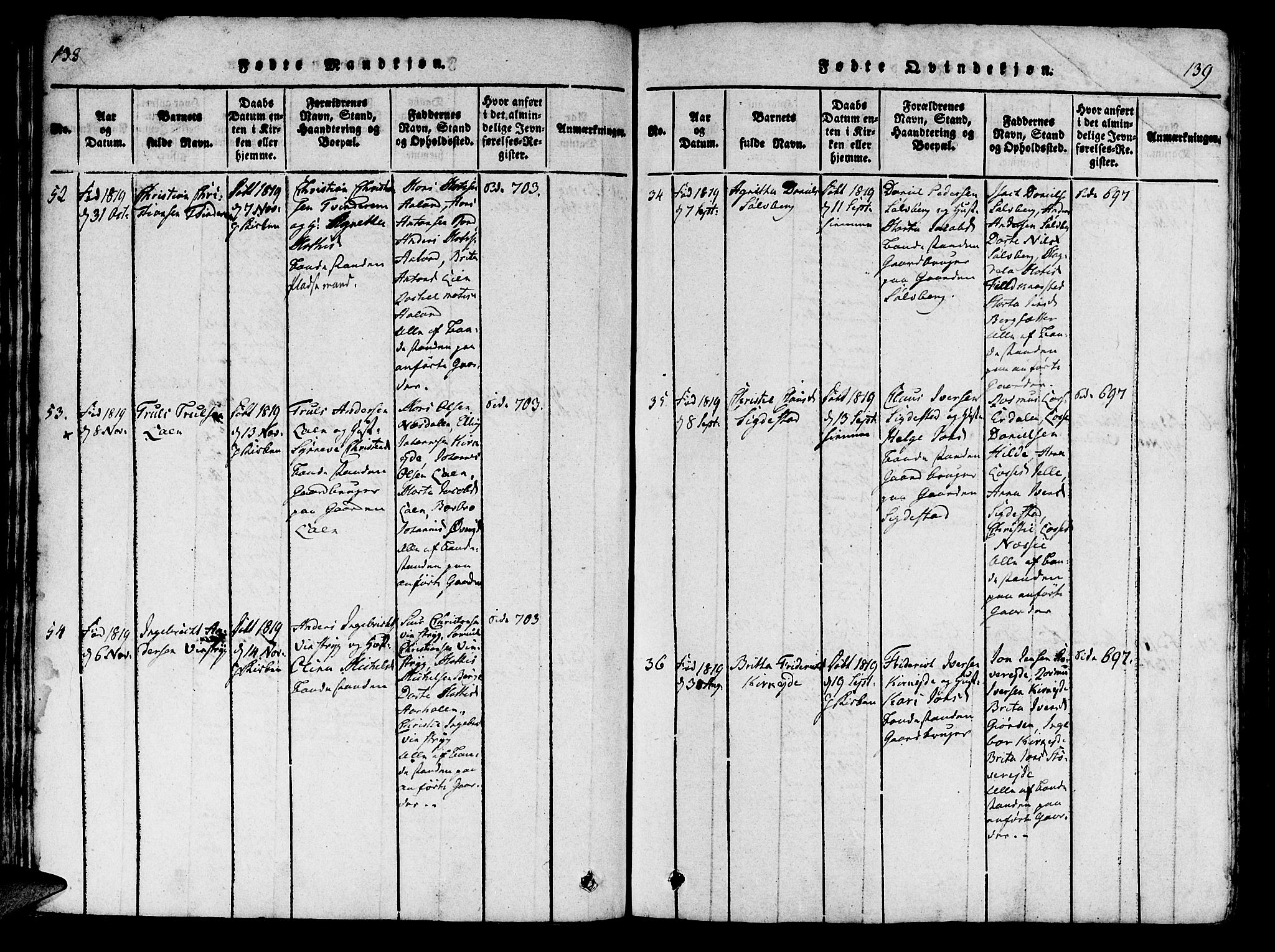 Innvik sokneprestembete, AV/SAB-A-80501: Parish register (official) no. A 2, 1816-1821, p. 138-139