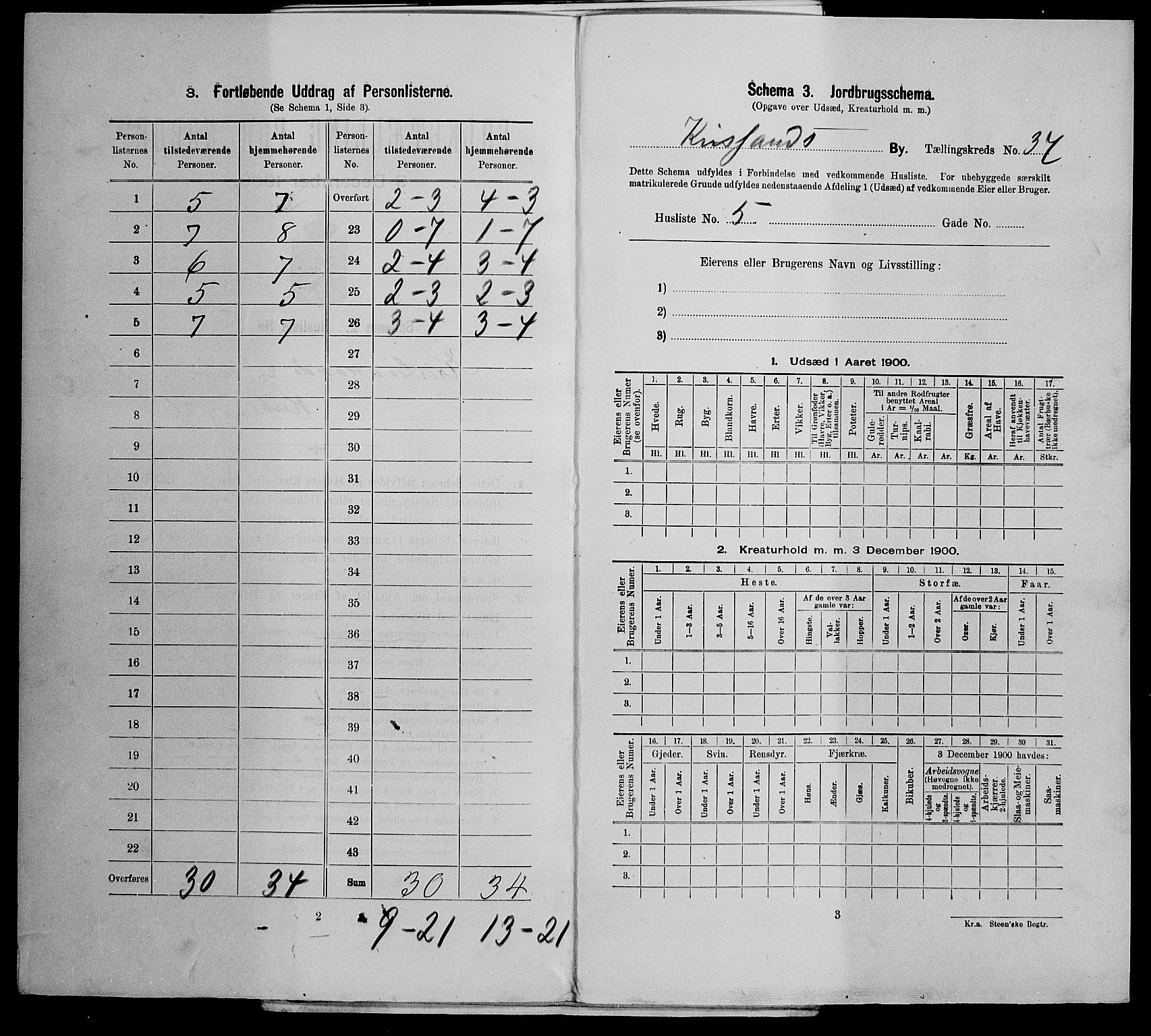 SAK, 1900 census for Kristiansand, 1900, p. 5952