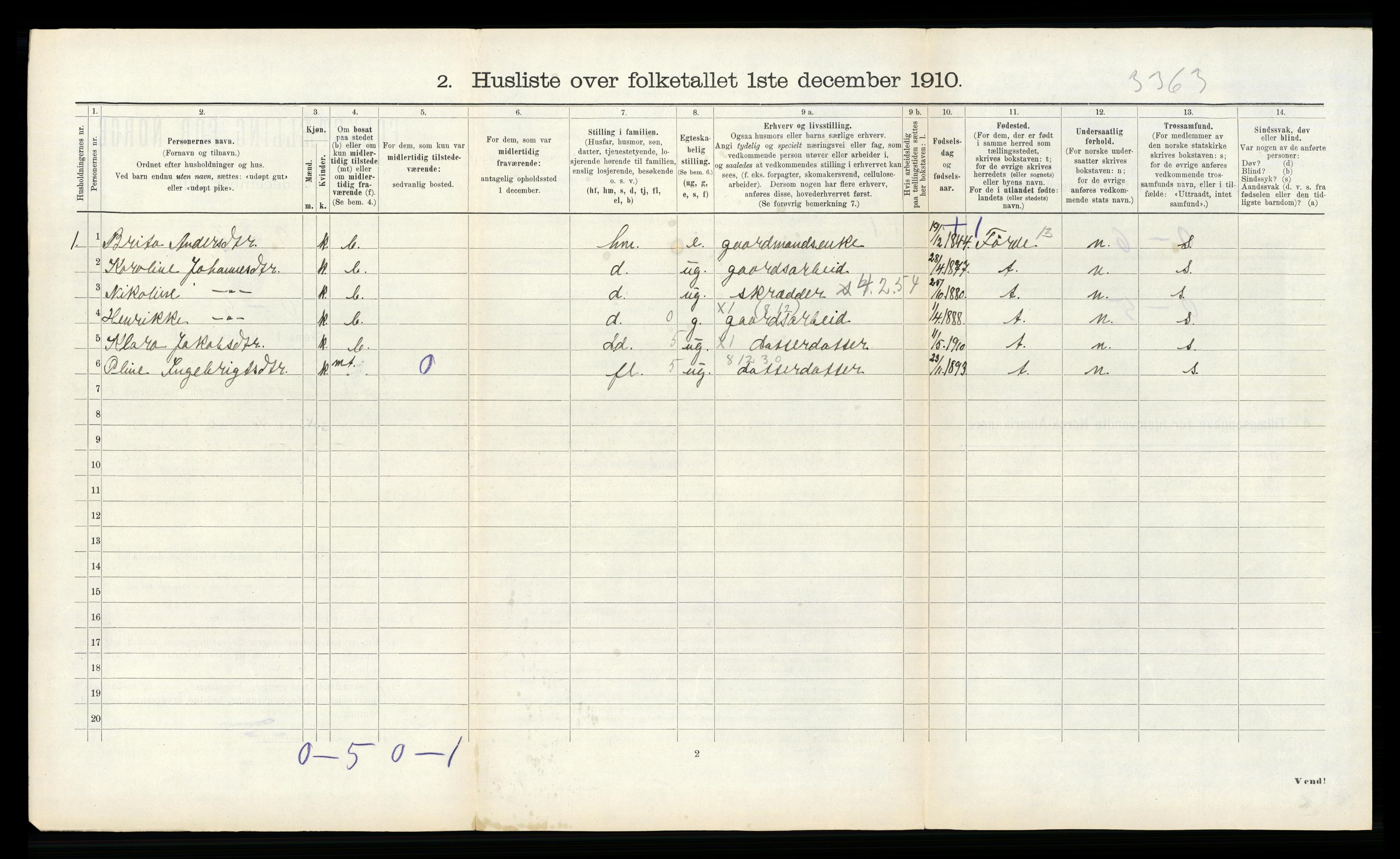 RA, 1910 census for Indre Holmedal, 1910, p. 337