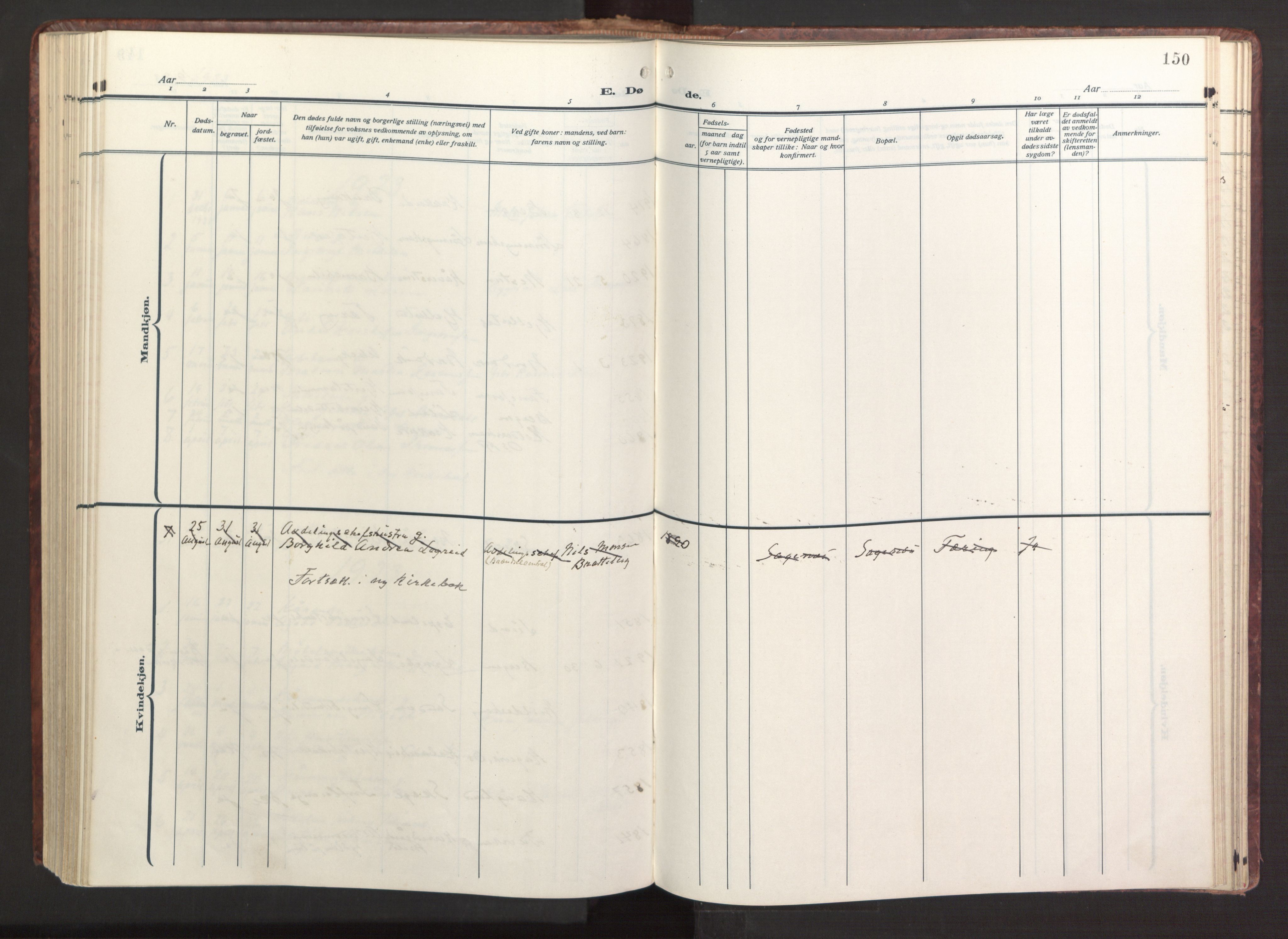 Fana Sokneprestembete, AV/SAB-A-75101/H/Haa/Haab/L0005: Parish register (official) no. B 5, 1915-1923, p. 150