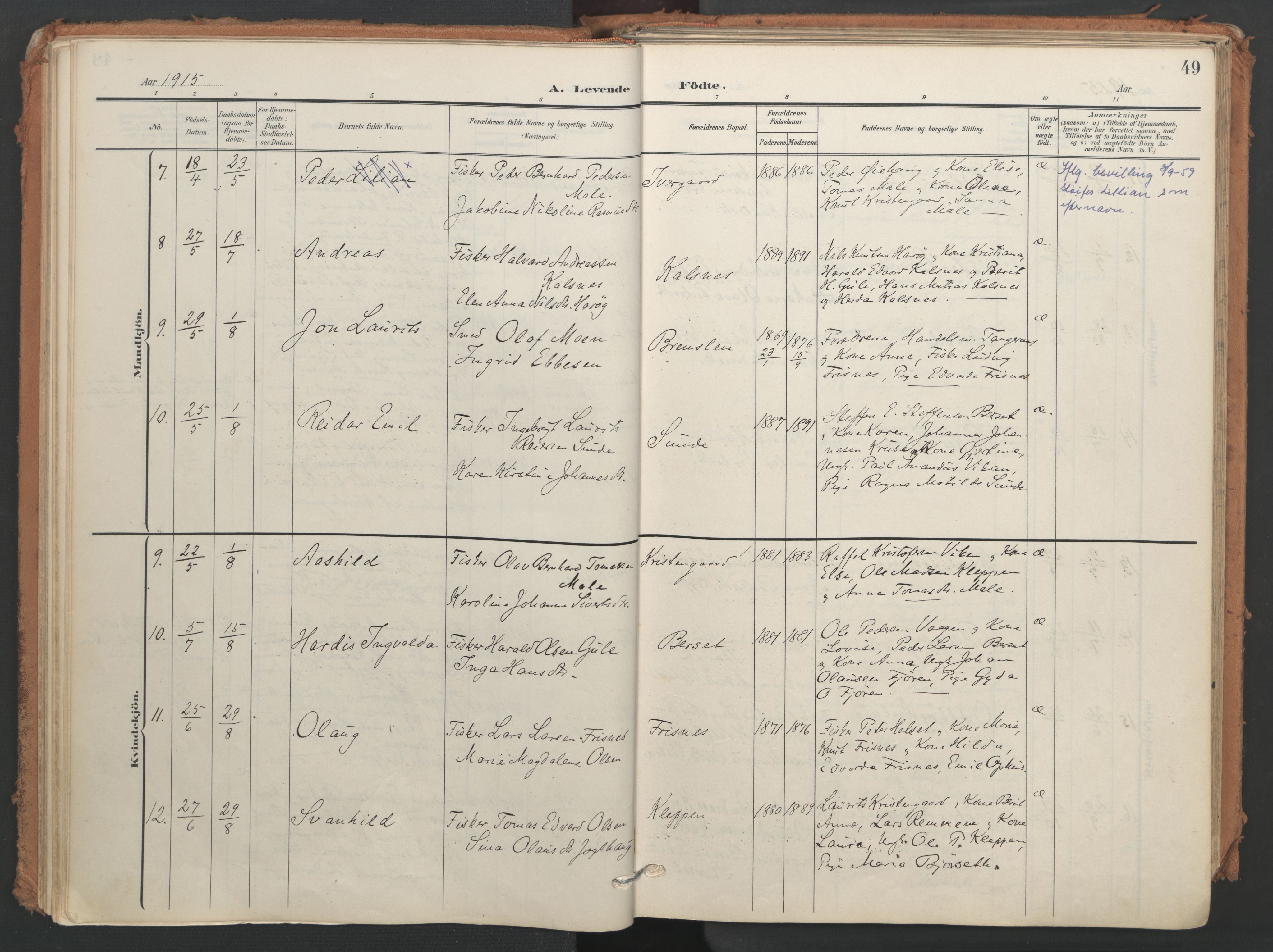 Ministerialprotokoller, klokkerbøker og fødselsregistre - Møre og Romsdal, AV/SAT-A-1454/566/L0771: Parish register (official) no. 566A10, 1904-1929, p. 49