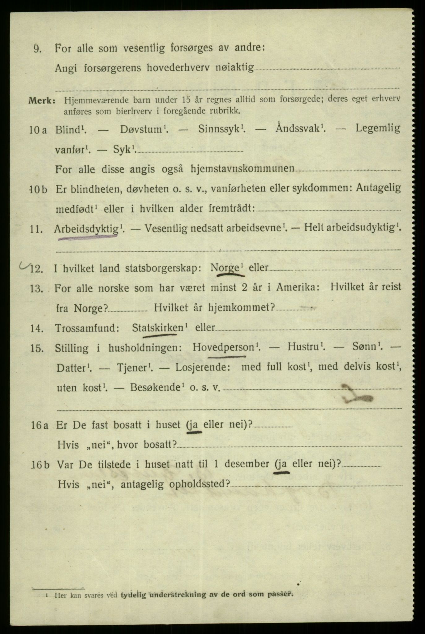 SAB, 1920 census for Bergen, 1920, p. 100325