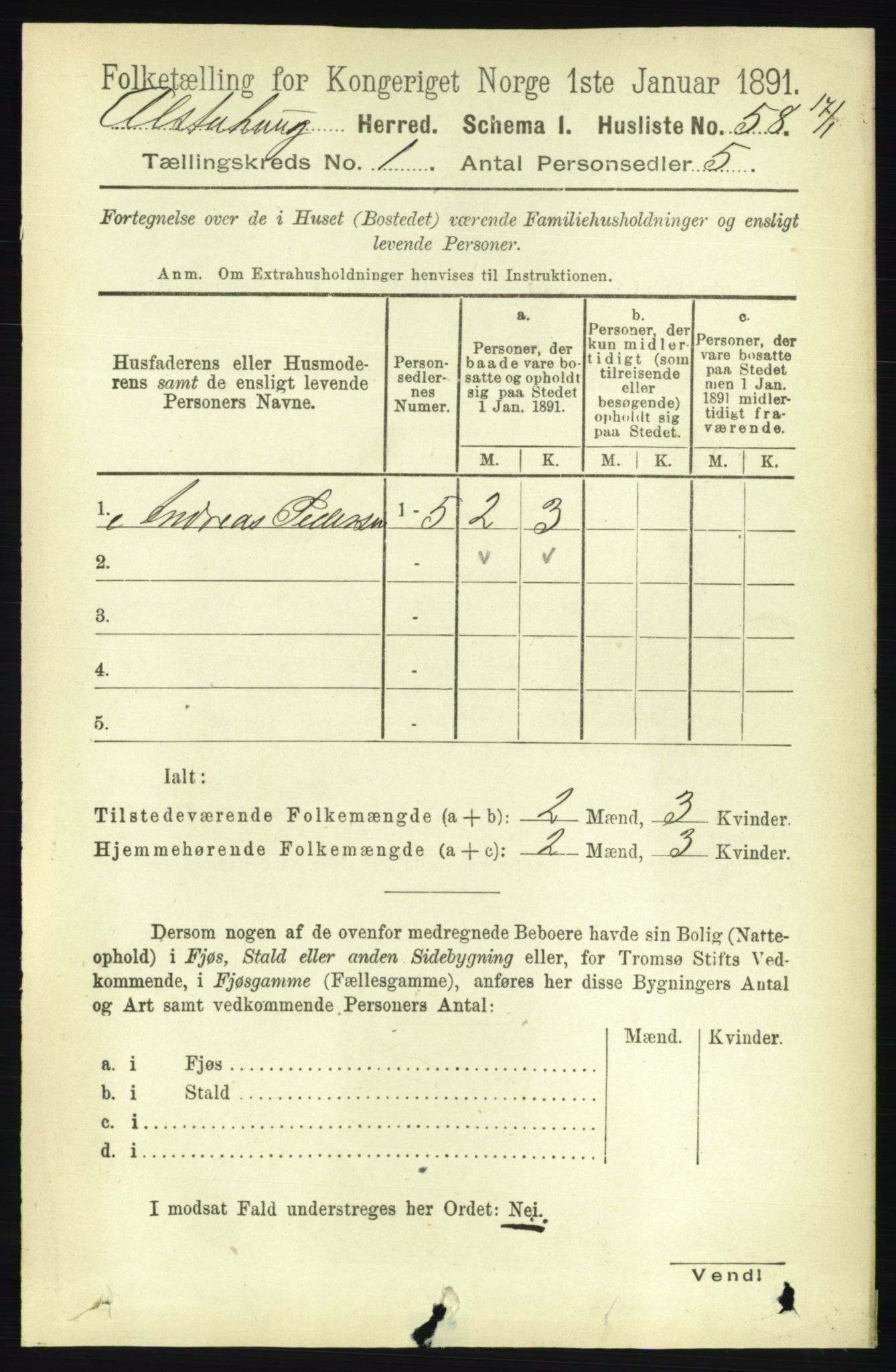 RA, 1891 census for 1820 Alstahaug, 1891, p. 93