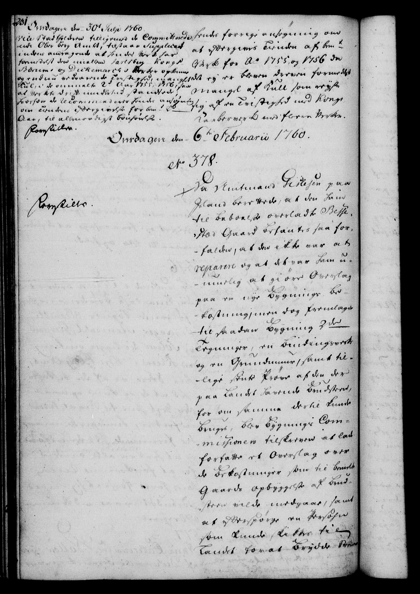 Rentekammeret, Kammerkanselliet, RA/EA-3111/G/Gh/Gha/L0035: Norsk ekstraktmemorialprotokoll (merket RK 53.80), 1759-1771, p. 231