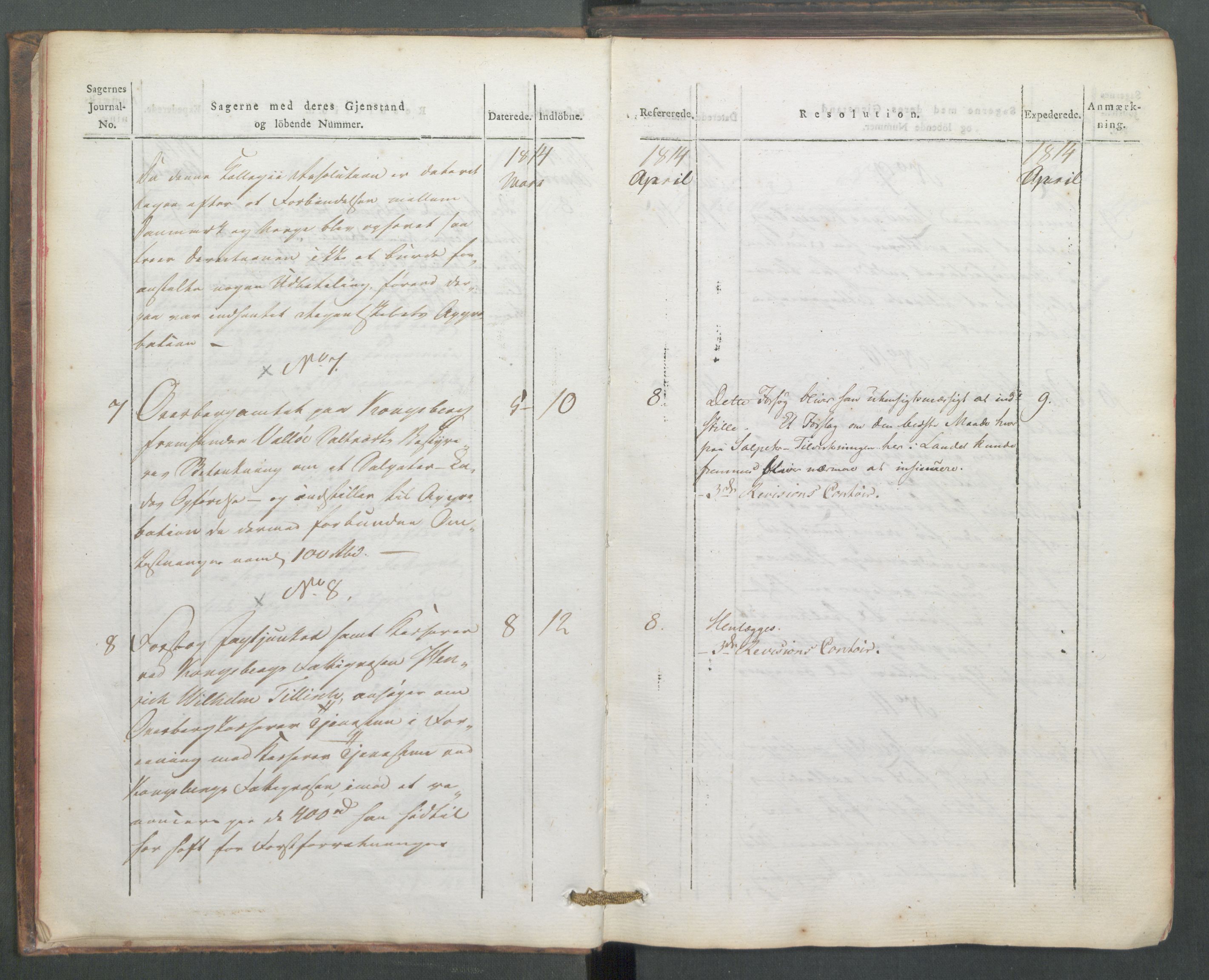 Departementene i 1814, AV/RA-S-3899/Fe/L0054: Journal, 1814