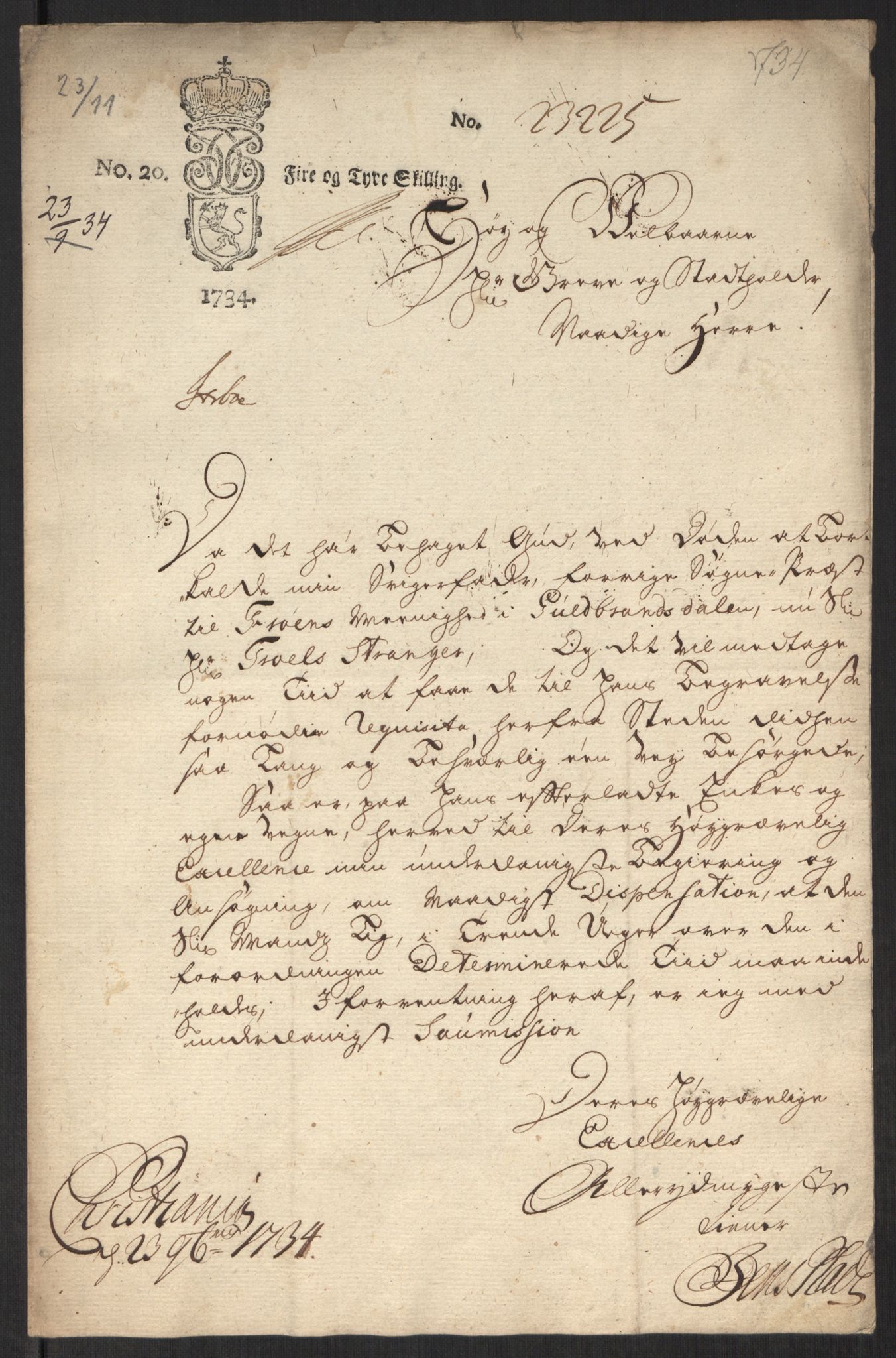 Stattholderembetet 1572-1771, AV/RA-EA-2870/Ef/L0107: Brev fra embetsmenn og andre, 1733-1734, p. 409