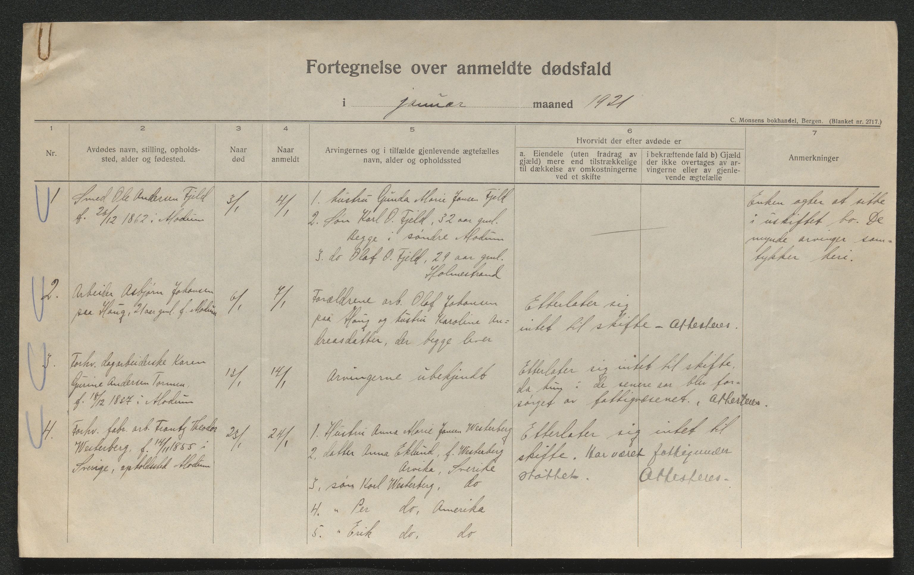 Eiker, Modum og Sigdal sorenskriveri, AV/SAKO-A-123/H/Ha/Hab/L0040: Dødsfallsmeldinger, 1920-1921, p. 911