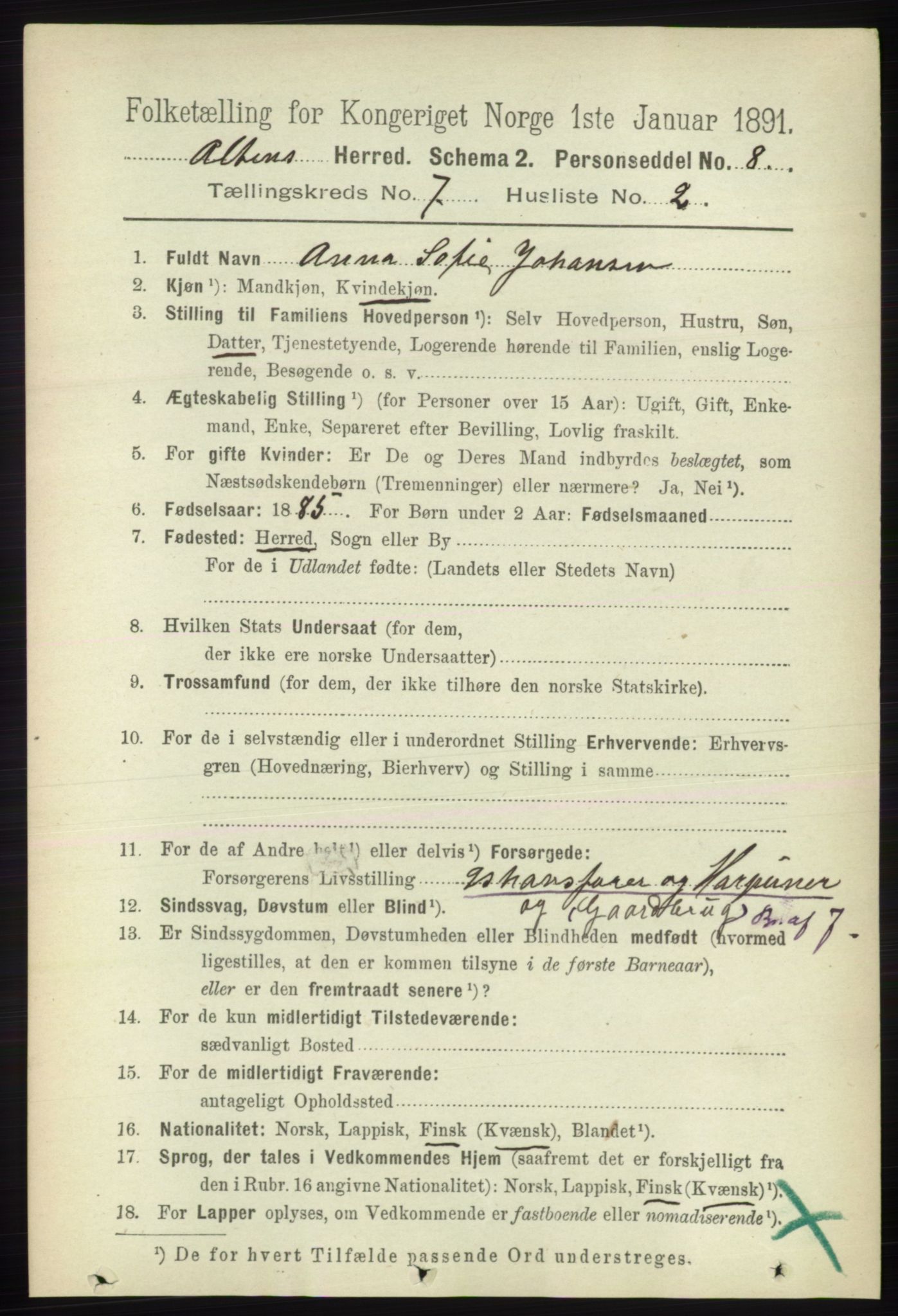 RA, 1891 census for 2012 Alta, 1891, p. 2118