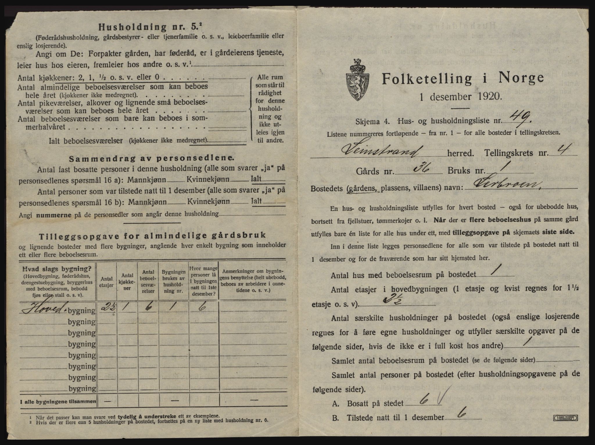 SAT, 1920 census for Leinstrand, 1920, p. 627