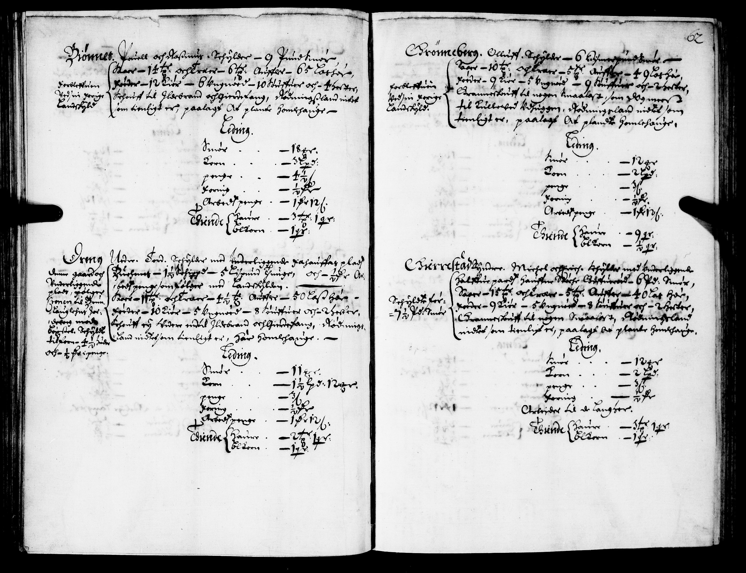 Rentekammeret inntil 1814, Realistisk ordnet avdeling, AV/RA-EA-4070/N/Nb/Nba/L0021: Brunla len, 1667, p. 61b-62a