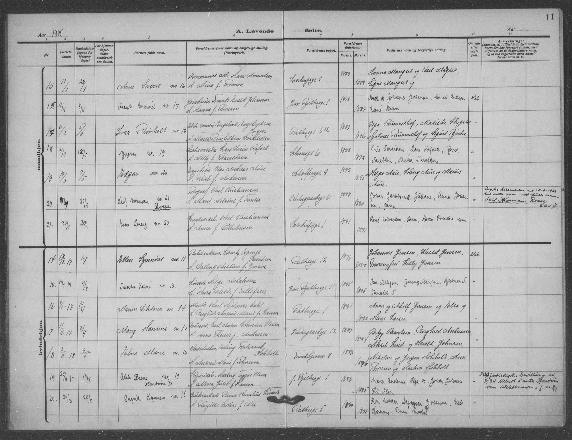 Matteus prestekontor Kirkebøker, SAO/A-10870/F/Fa/L0001: Parish register (official) no. 1, 1917-1938, p. 11