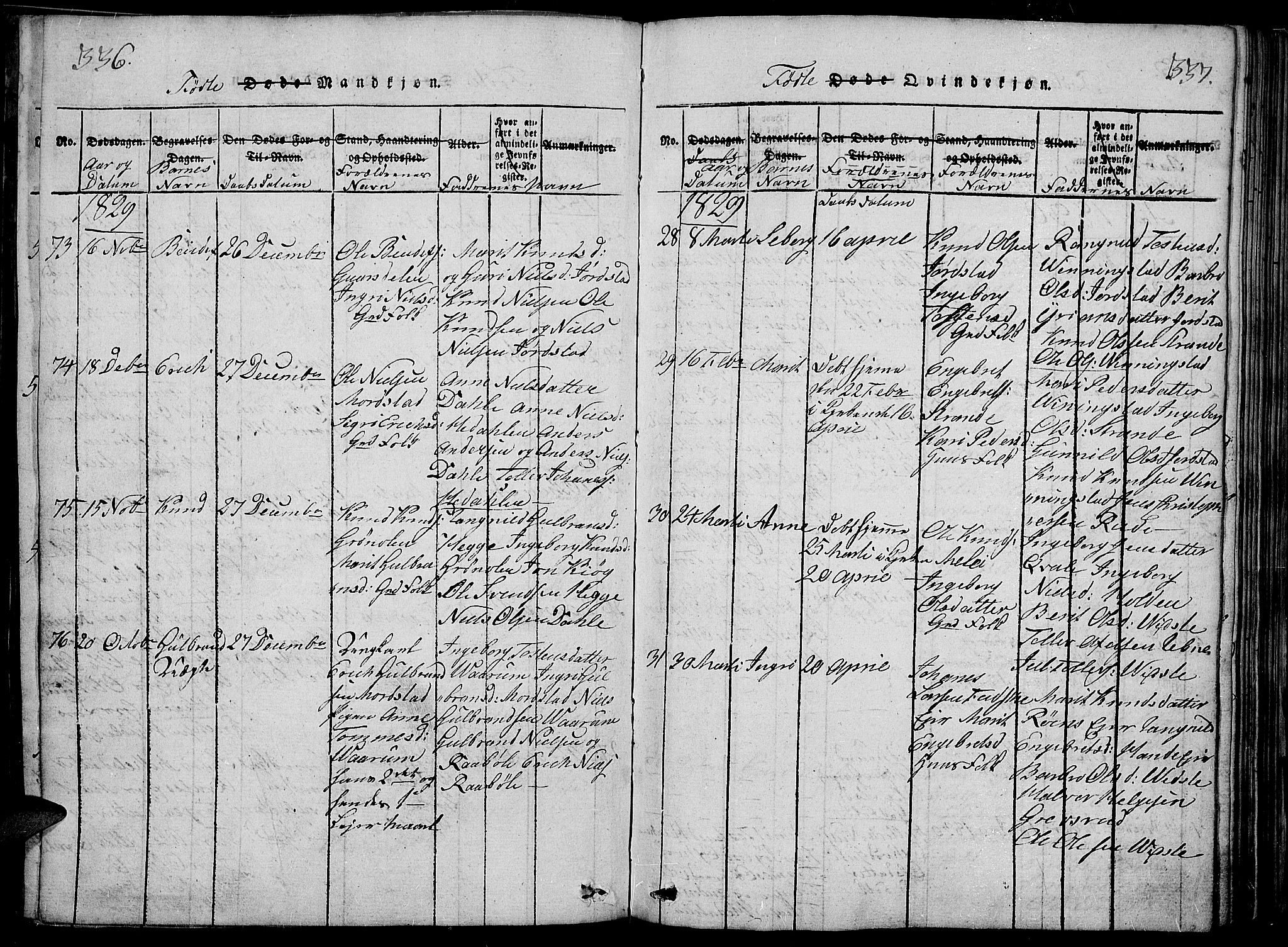 Slidre prestekontor, SAH/PREST-134/H/Ha/Haa/L0002: Parish register (official) no. 2, 1814-1830, p. 336-337