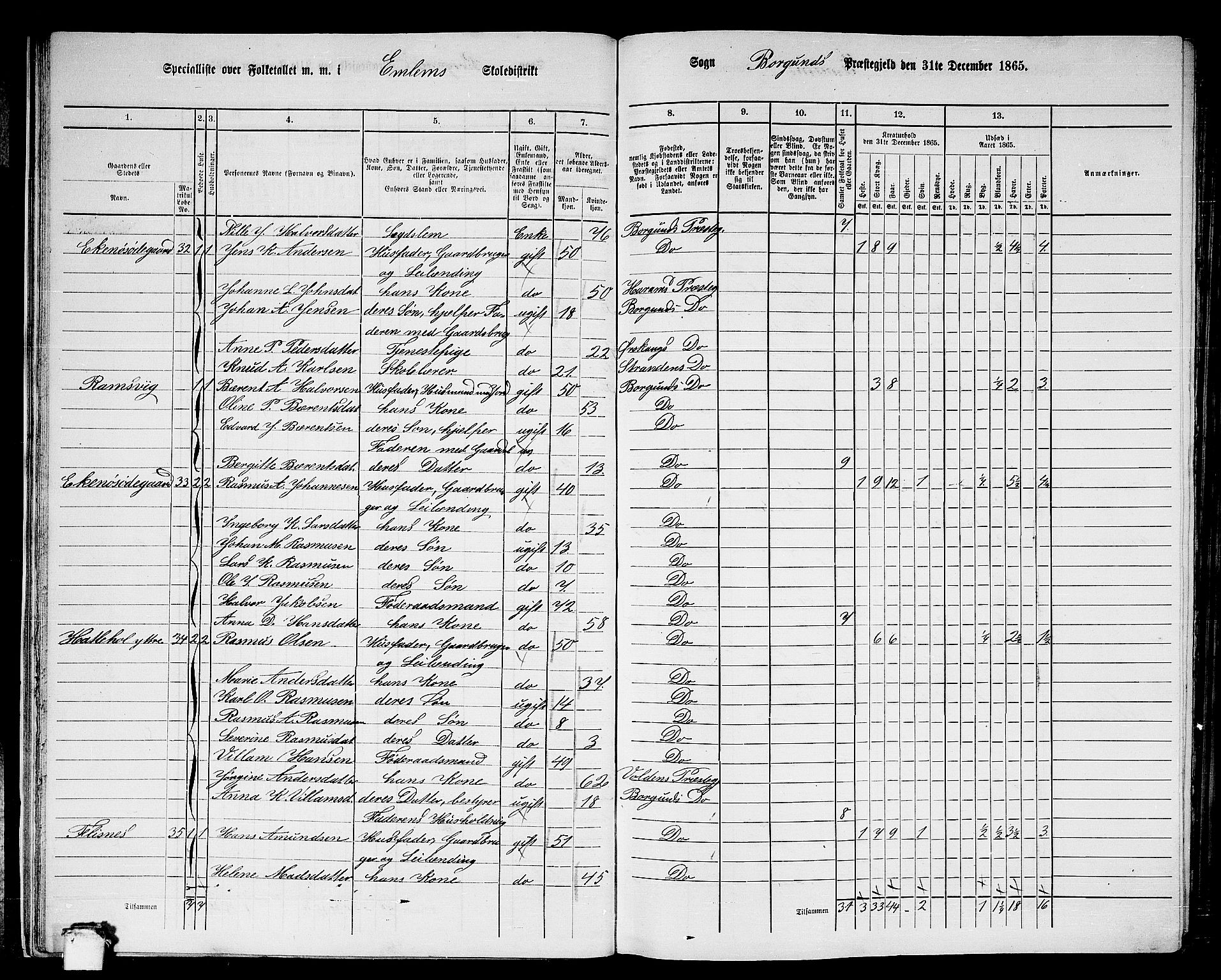 RA, 1865 census for Borgund, 1865, p. 24