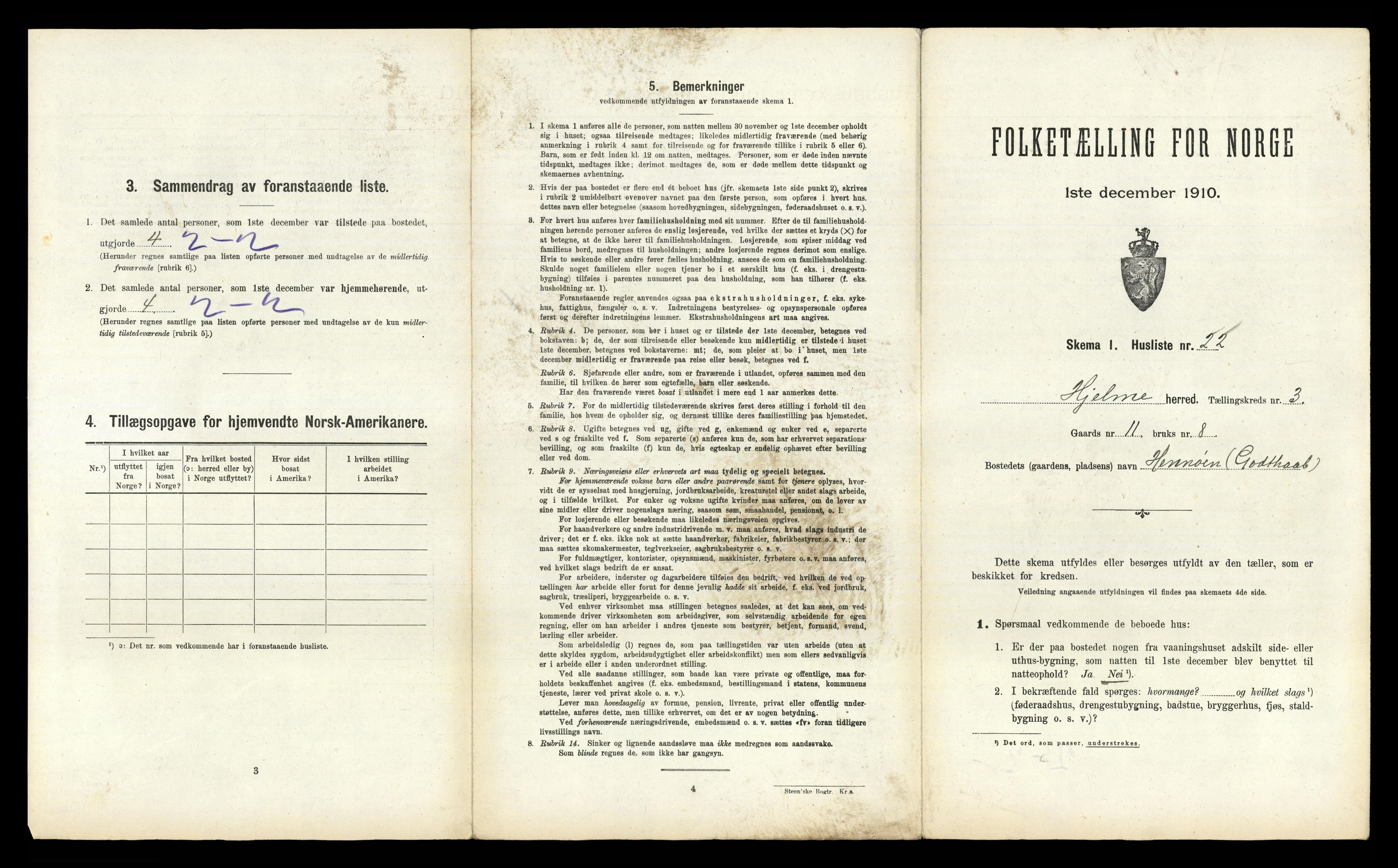 RA, 1910 census for Hjelme, 1910, p. 310