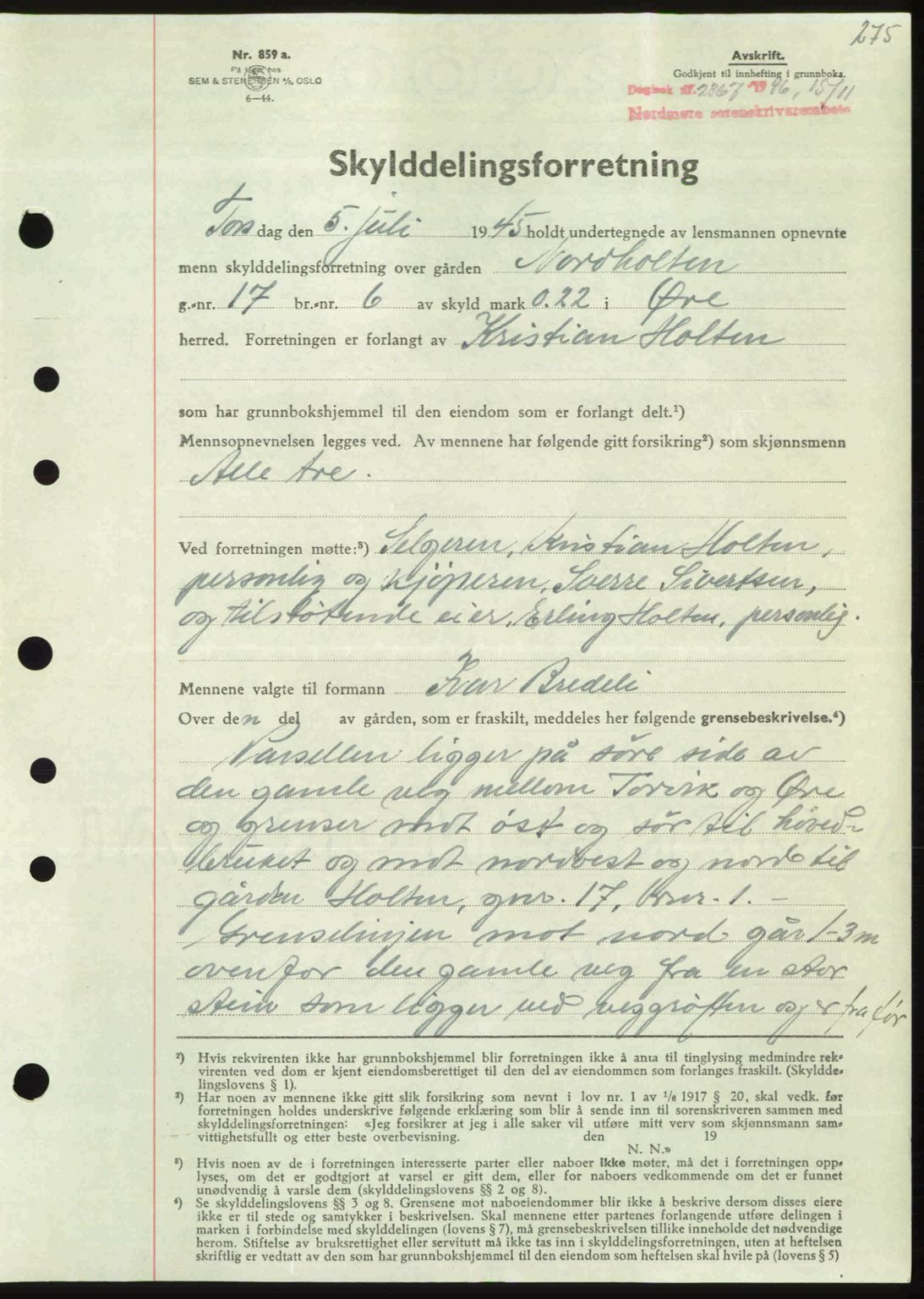 Nordmøre sorenskriveri, AV/SAT-A-4132/1/2/2Ca: Mortgage book no. A103, 1946-1947, Diary no: : 2367/1946