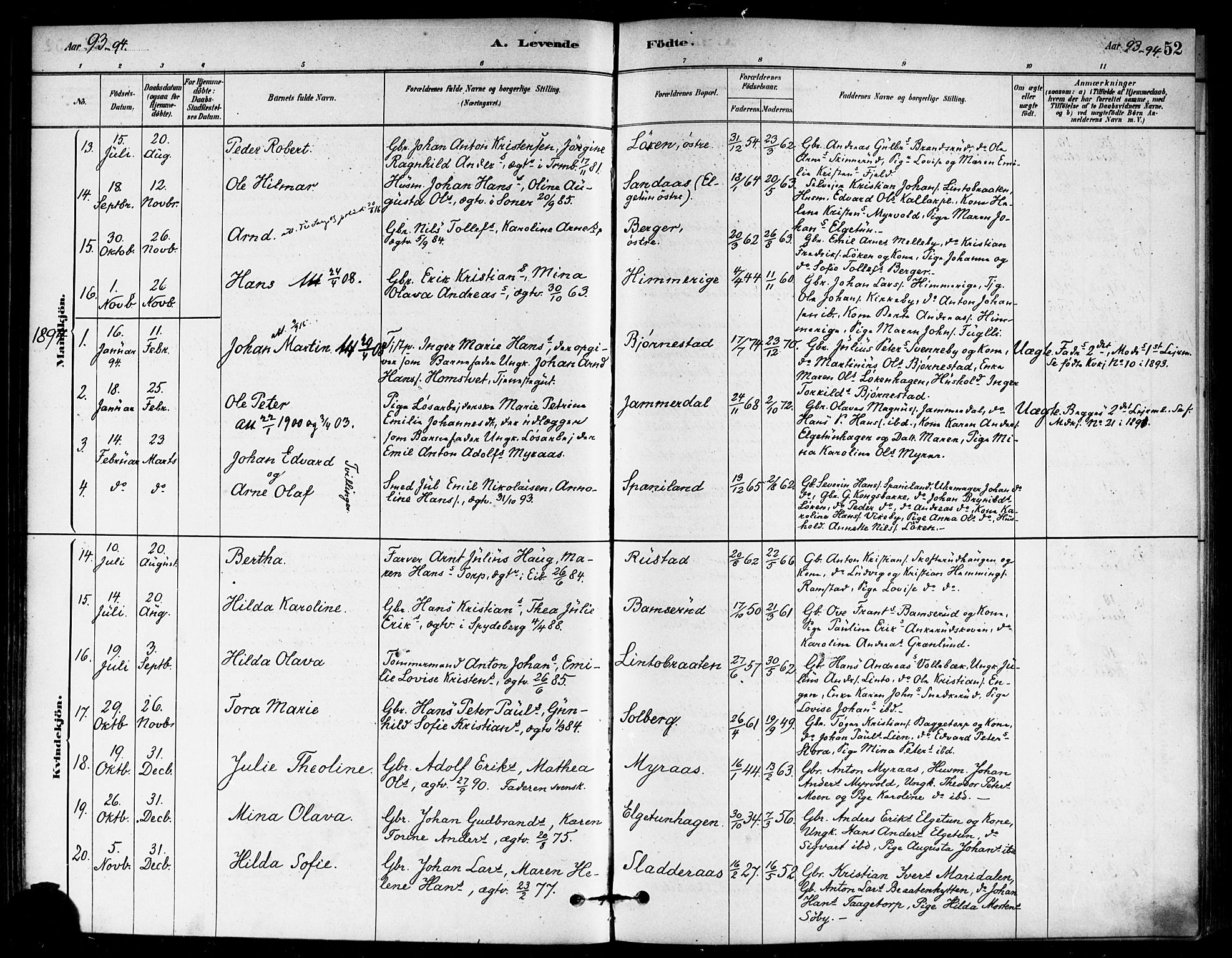 Eidsberg prestekontor Kirkebøker, SAO/A-10905/F/Fb/L0001: Parish register (official) no. II 1, 1879-1900, p. 52