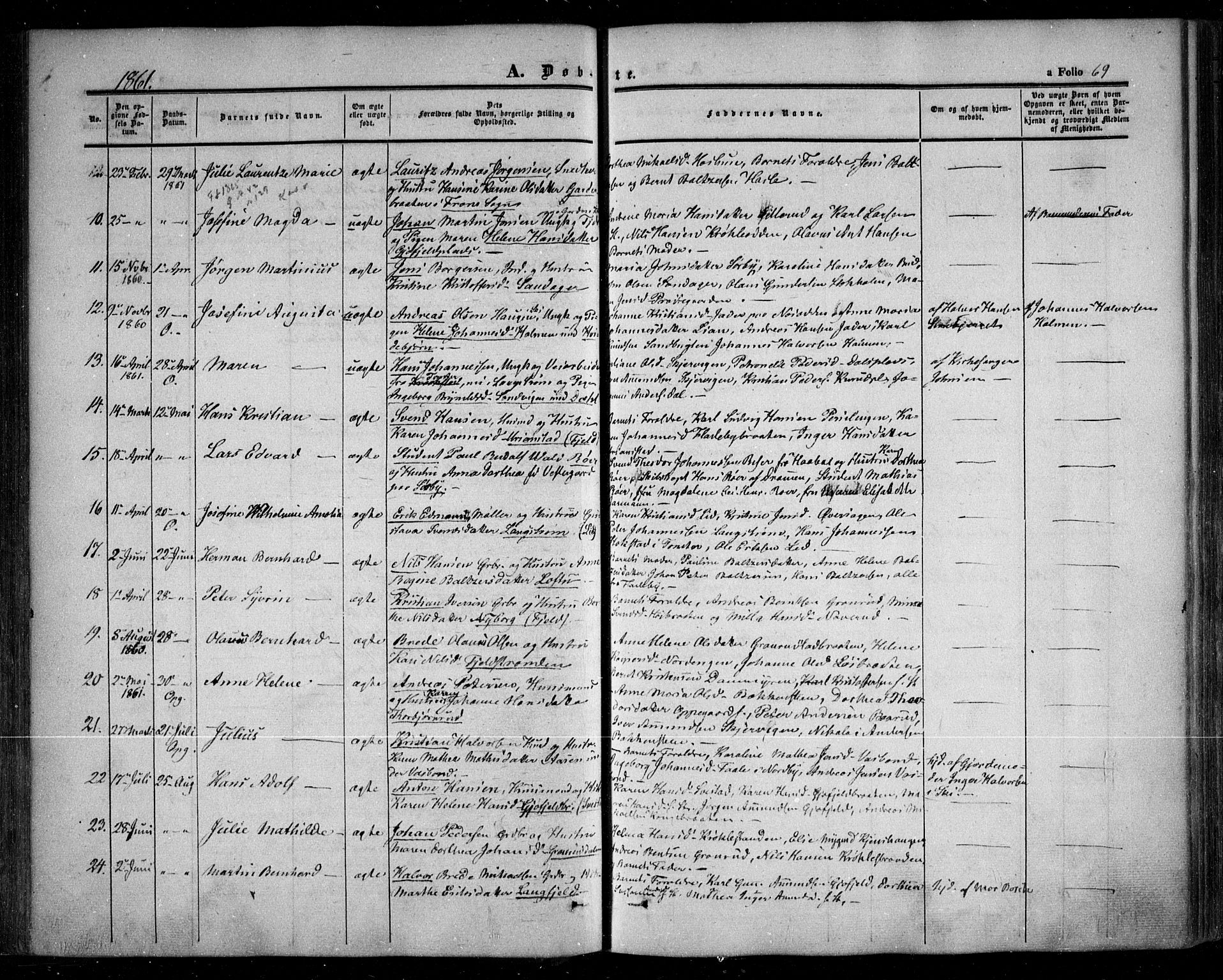 Nesodden prestekontor Kirkebøker, SAO/A-10013/F/Fa/L0007: Parish register (official) no. I 7, 1848-1868, p. 69