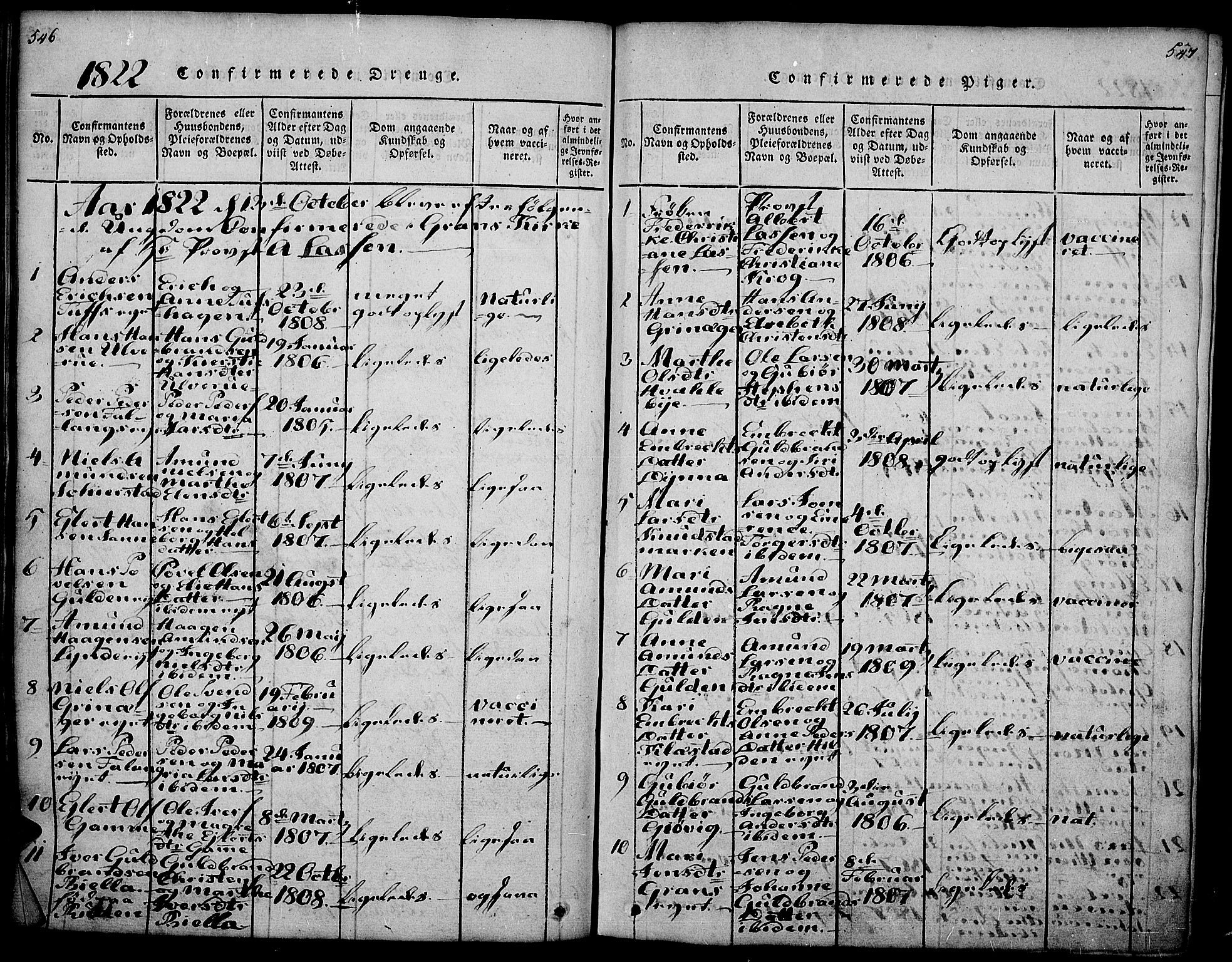 Gran prestekontor, SAH/PREST-112/H/Ha/Haa/L0009: Parish register (official) no. 9, 1815-1824, p. 546-547