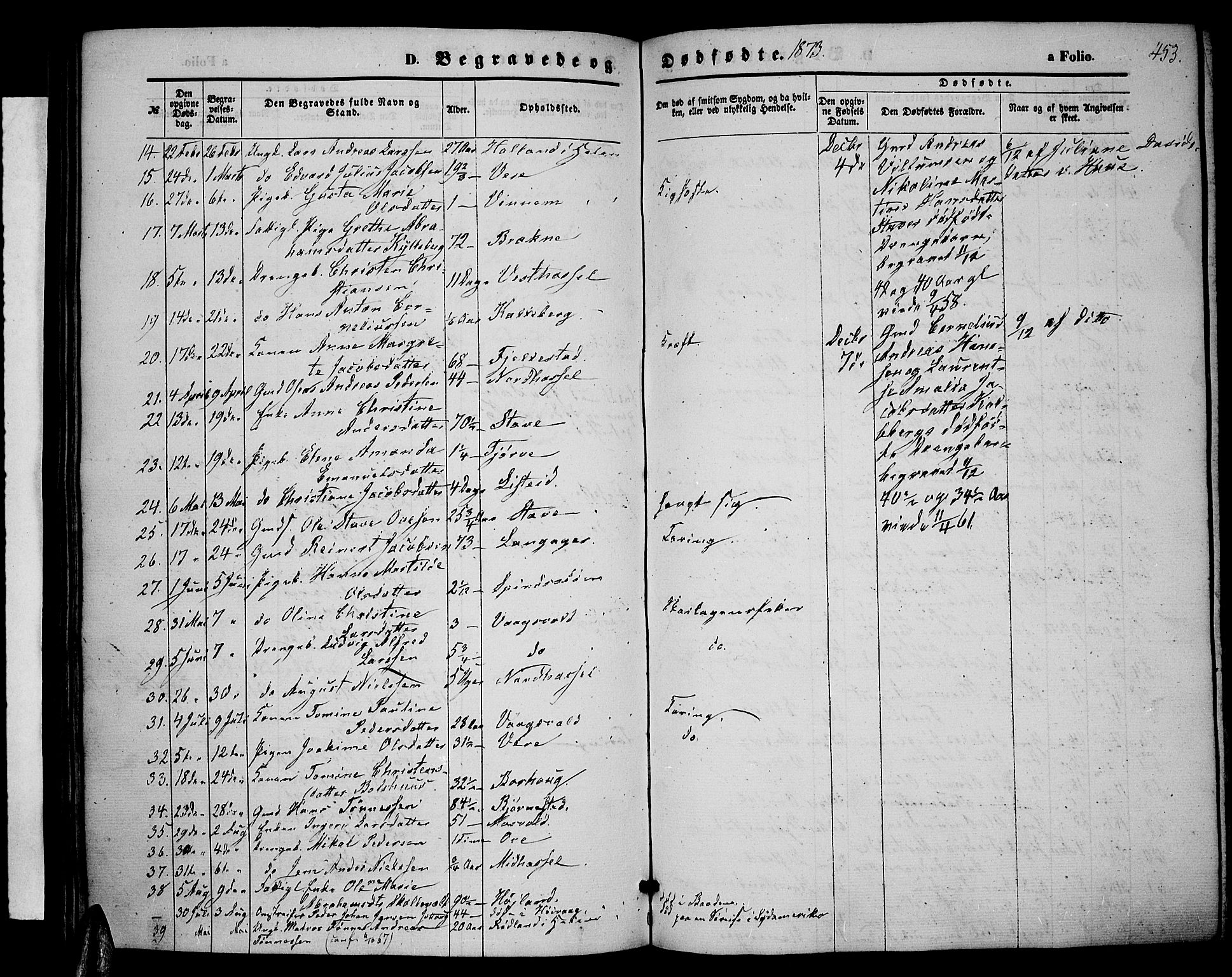 Lista sokneprestkontor, AV/SAK-1111-0027/F/Fb/L0003: Parish register (copy) no. B 3, 1862-1877, p. 453