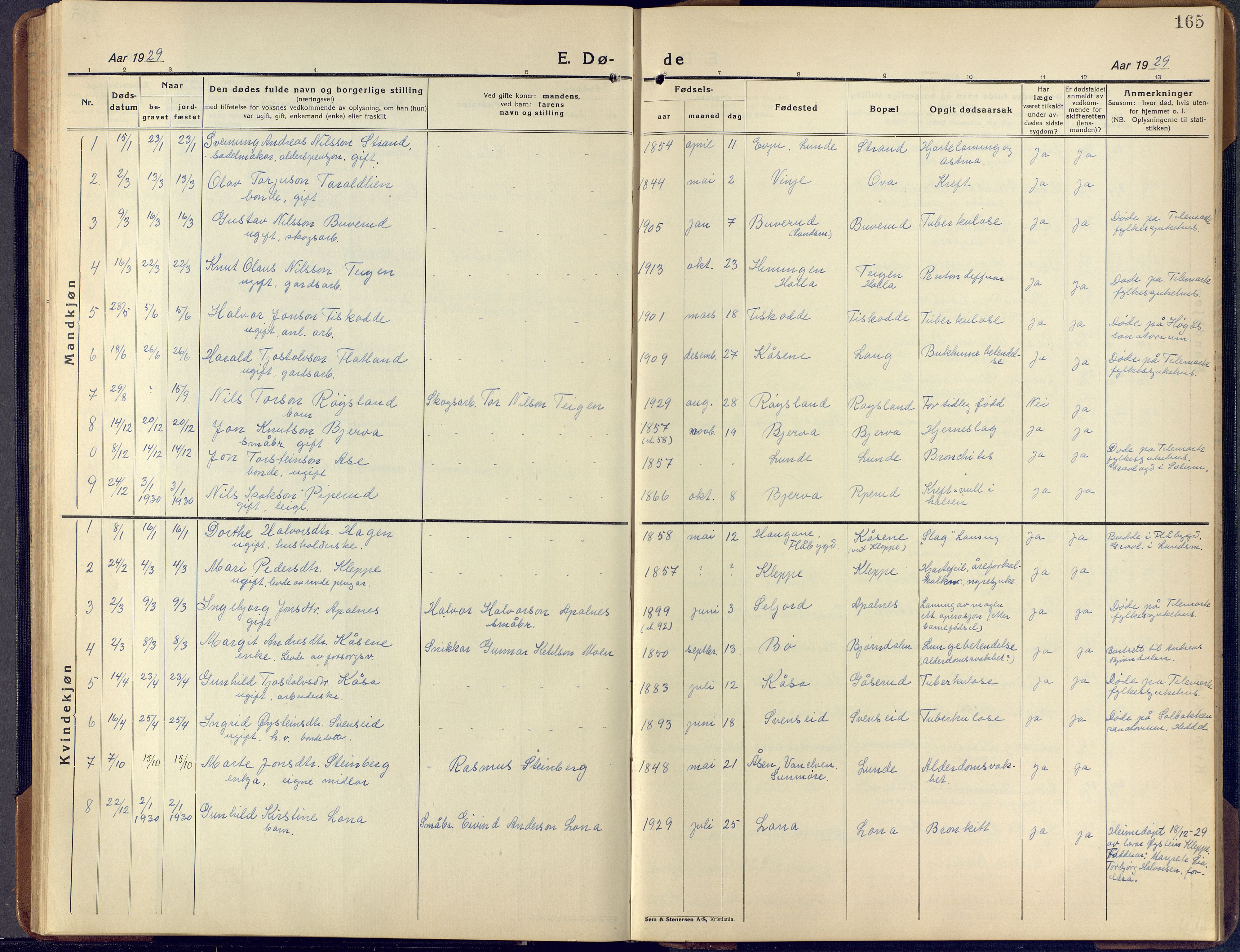 Lunde kirkebøker, SAKO/A-282/F/Fa/L0006: Parish register (official) no. I 6, 1922-1940, p. 165