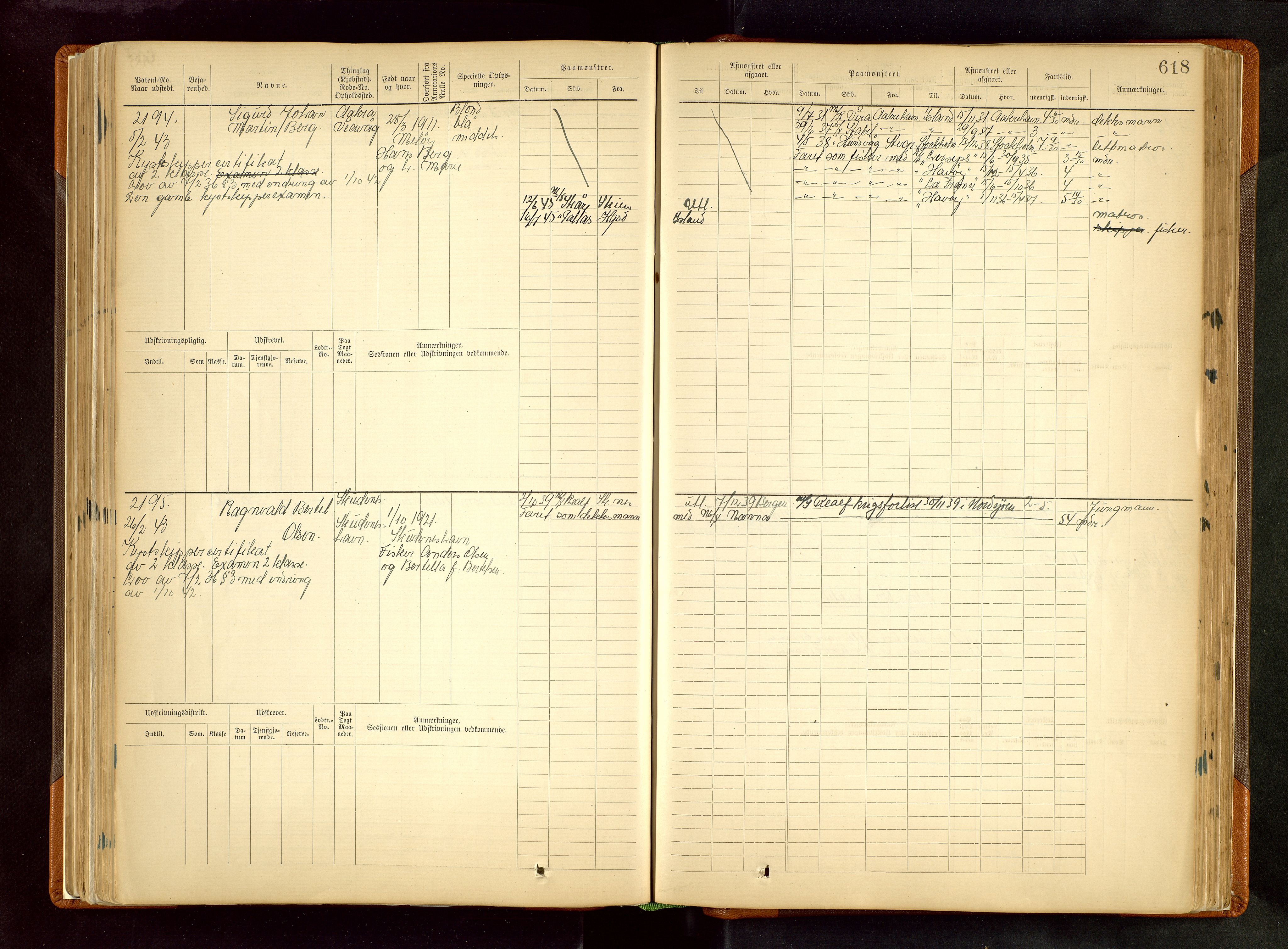Haugesund sjømannskontor, AV/SAST-A-102007/F/Fb/Fbb/L0002: Sjøfartsrulle Skudenes kretsnr. 959-2439, 1860-1948, p. 618