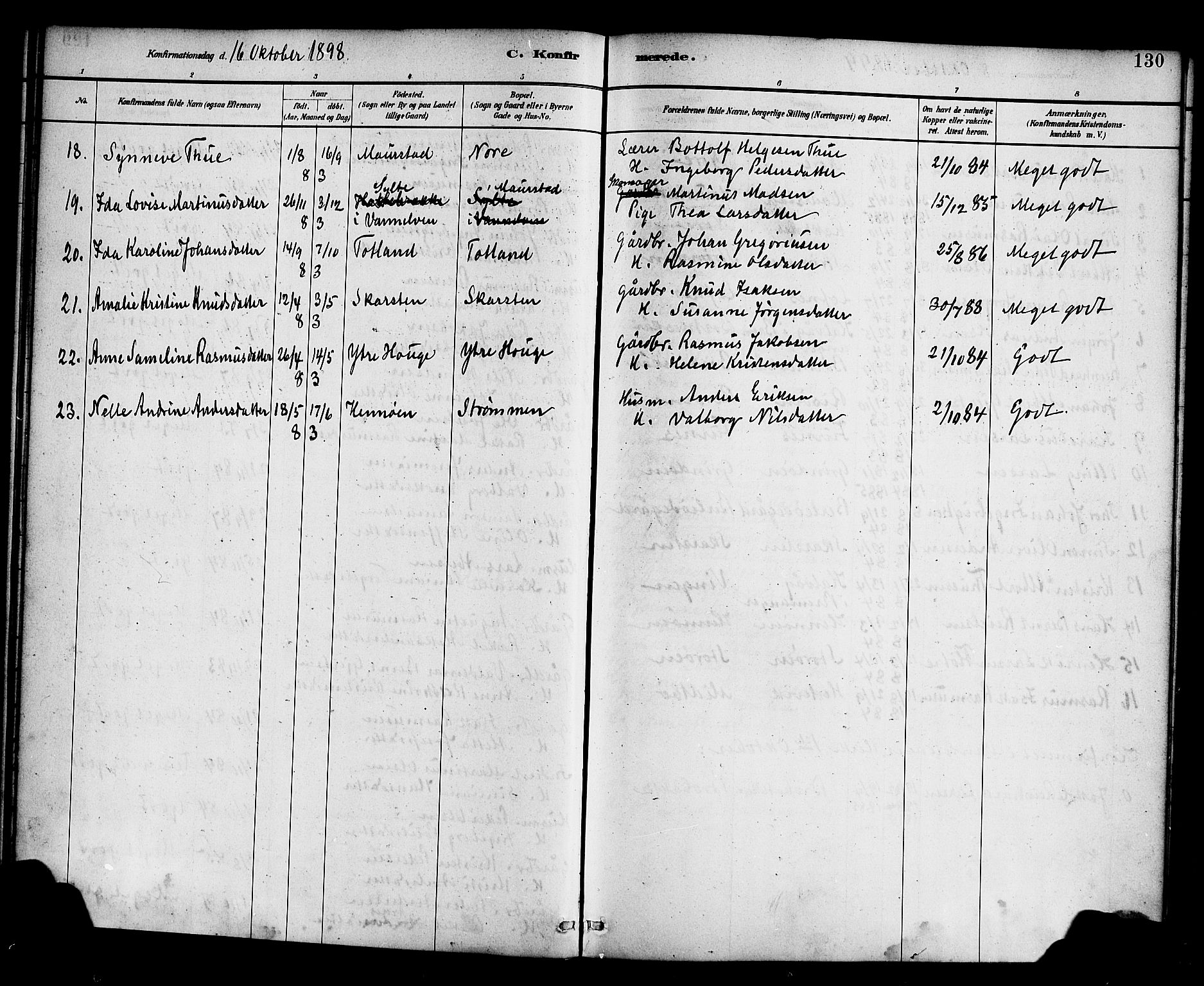 Davik sokneprestembete, AV/SAB-A-79701/H/Haa/Haad/L0001: Parish register (official) no. D 1, 1882-1900, p. 130