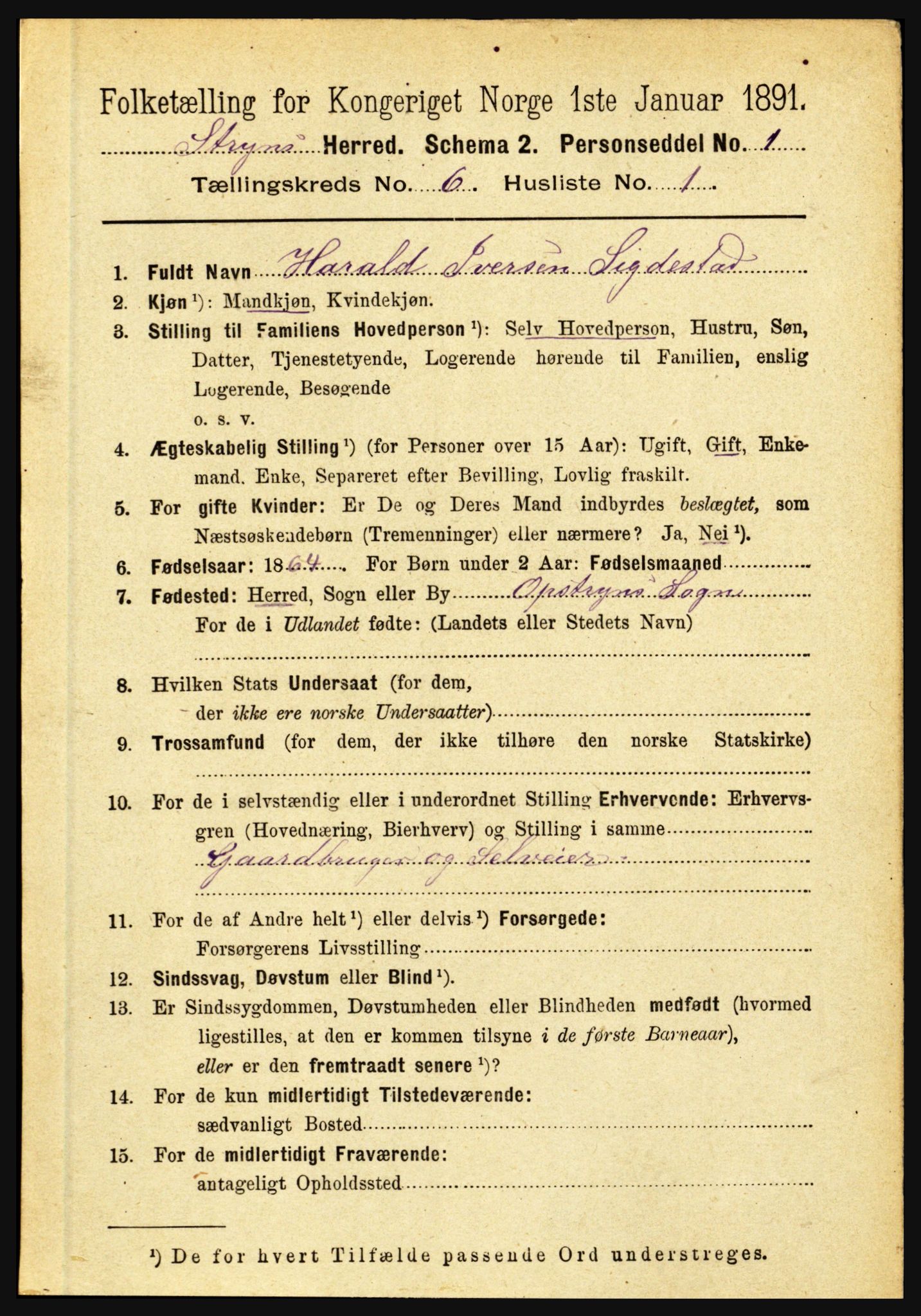 RA, 1891 census for 1448 Stryn, 1891, p. 2390