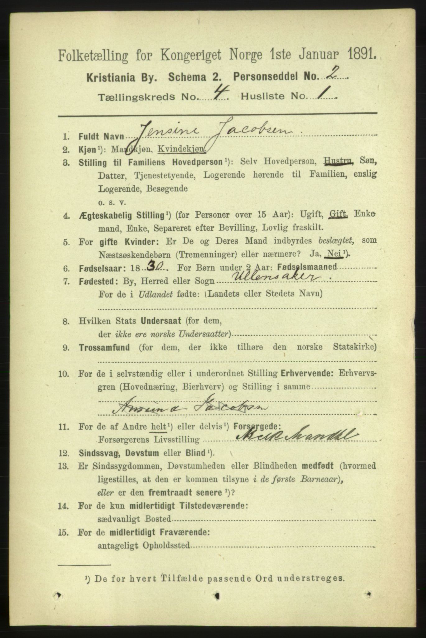 RA, 1891 census for 0301 Kristiania, 1891, p. 2080