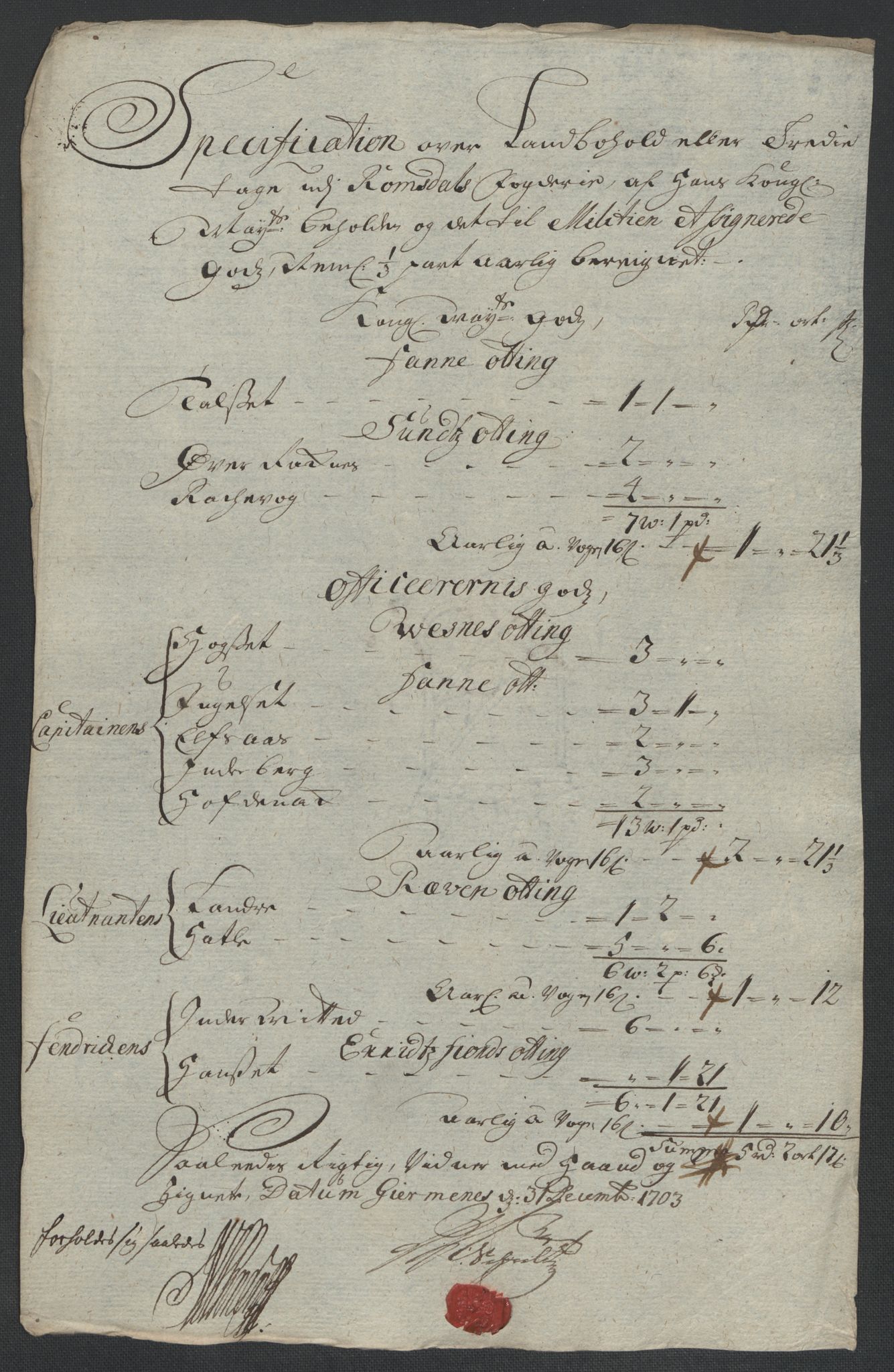 Rentekammeret inntil 1814, Reviderte regnskaper, Fogderegnskap, RA/EA-4092/R55/L3656: Fogderegnskap Romsdal, 1703-1705, p. 92