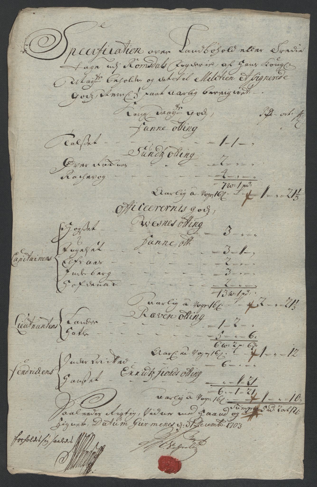 Rentekammeret inntil 1814, Reviderte regnskaper, Fogderegnskap, AV/RA-EA-4092/R55/L3656: Fogderegnskap Romsdal, 1703-1705, p. 92