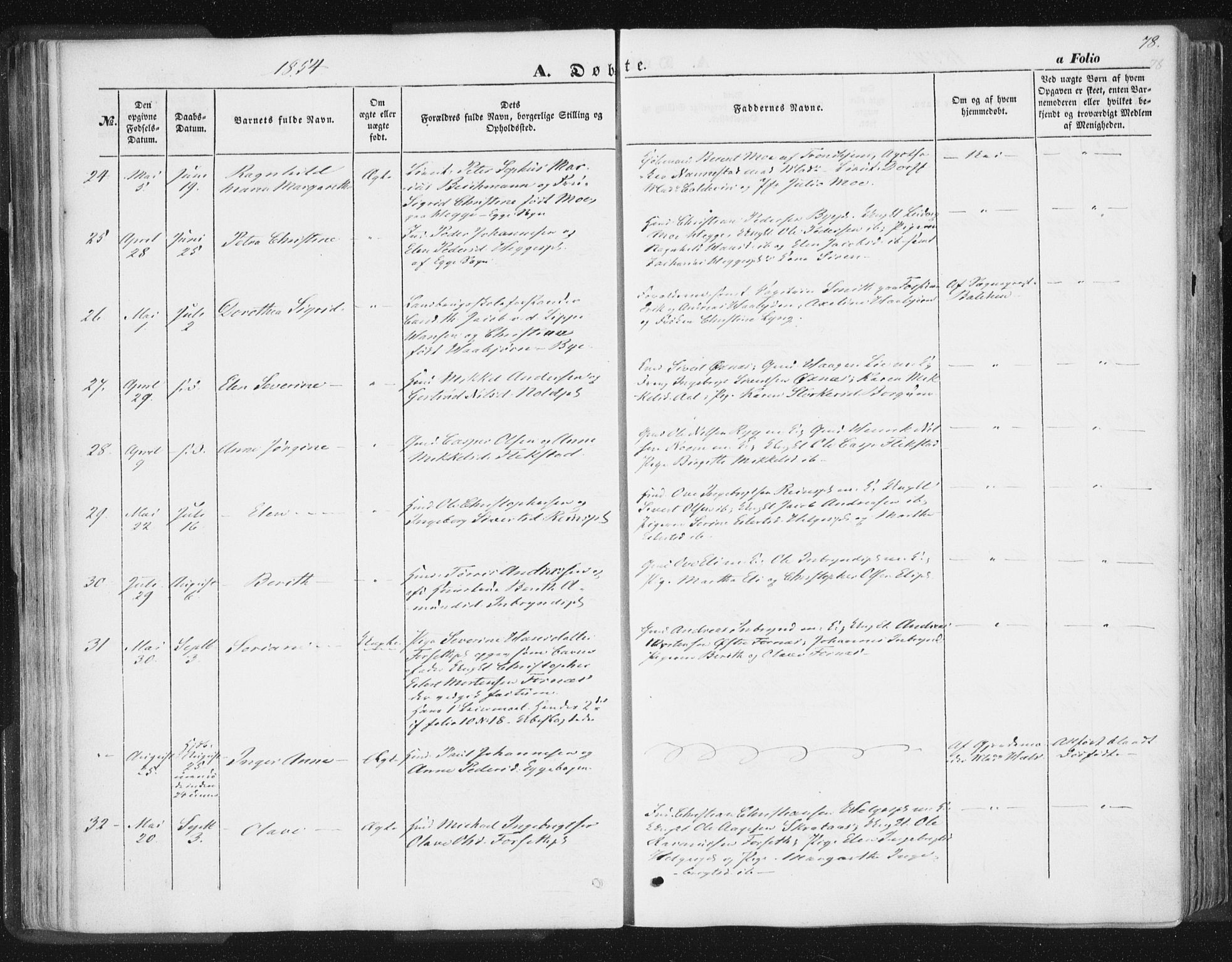 Ministerialprotokoller, klokkerbøker og fødselsregistre - Nord-Trøndelag, AV/SAT-A-1458/746/L0446: Parish register (official) no. 746A05, 1846-1859, p. 78