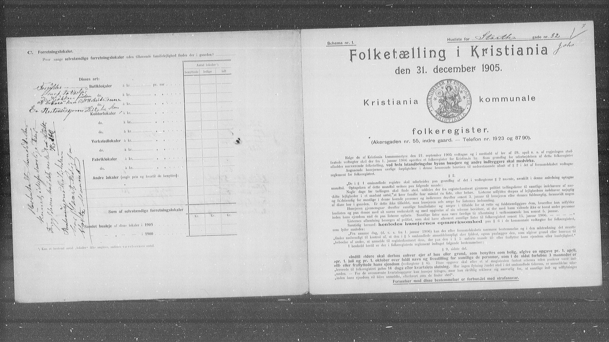 OBA, Municipal Census 1905 for Kristiania, 1905, p. 54240