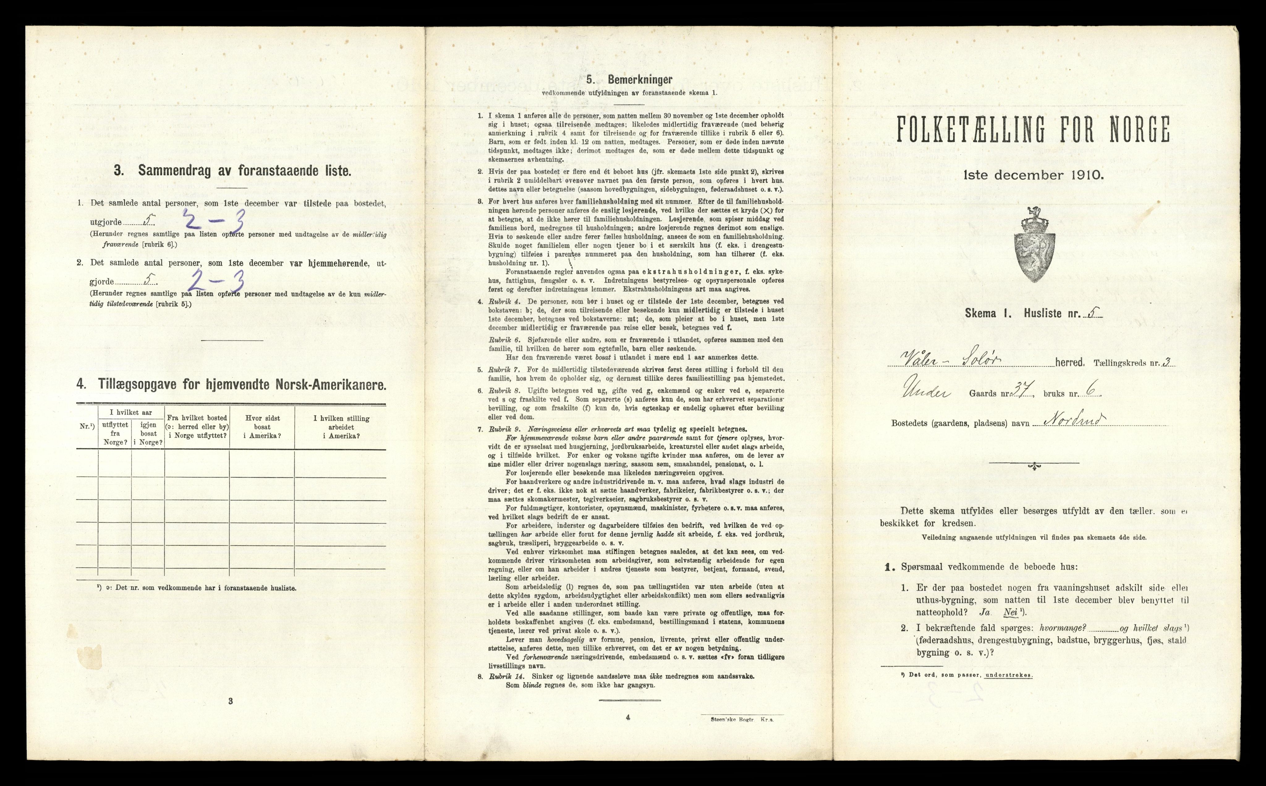 RA, 1910 census for Våler, 1910, p. 323