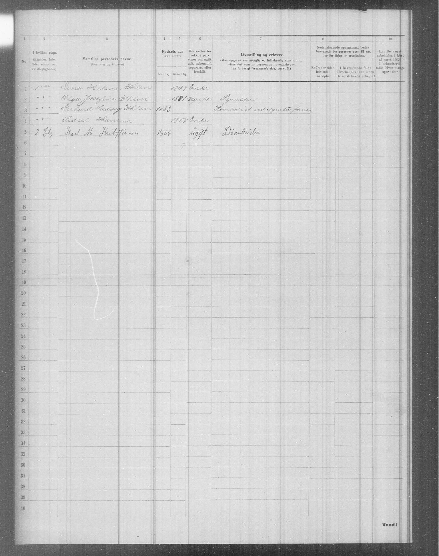 OBA, Municipal Census 1902 for Kristiania, 1902, p. 5225