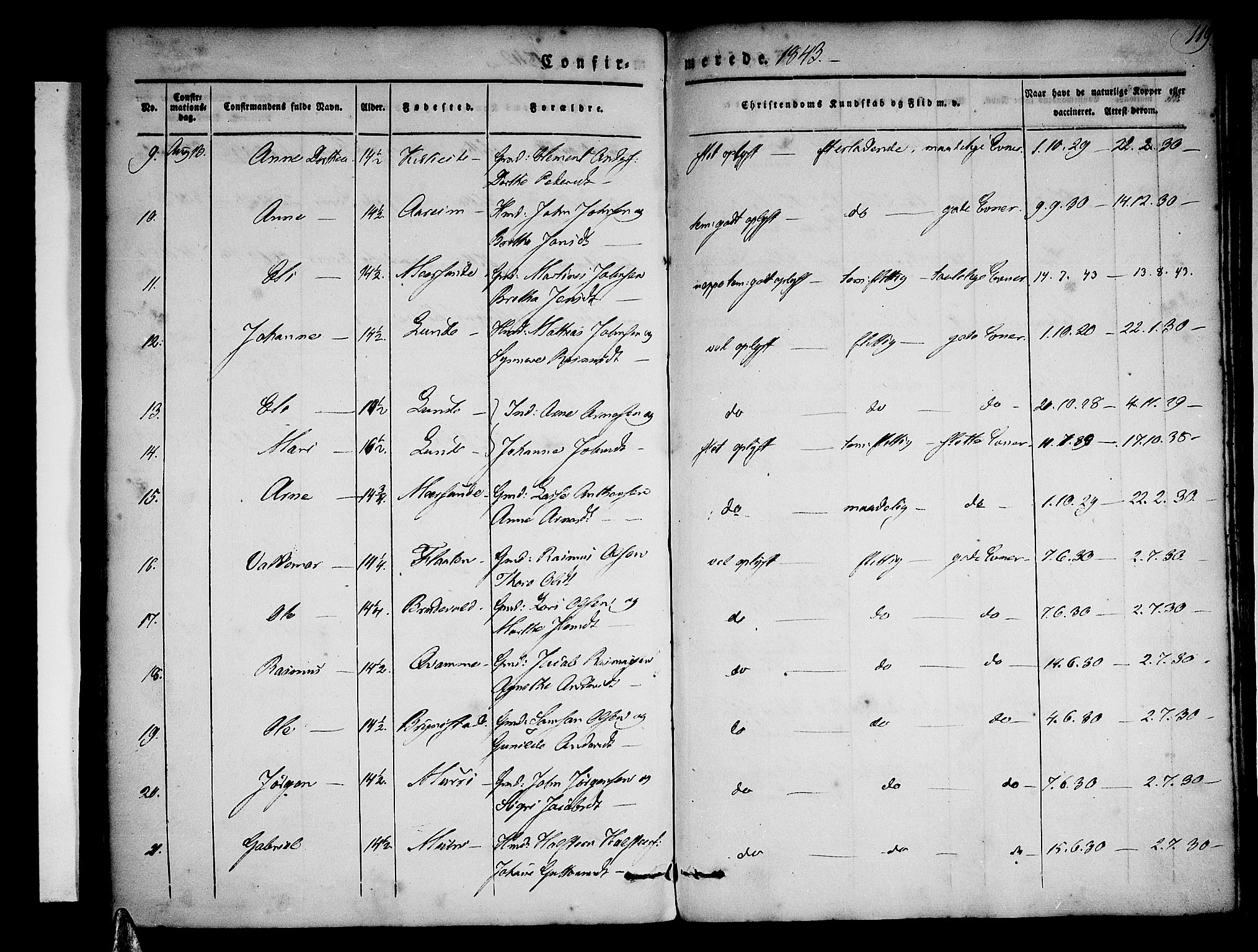 Stryn Sokneprestembete, AV/SAB-A-82501: Parish register (official) no. A 1, 1832-1845, p. 119