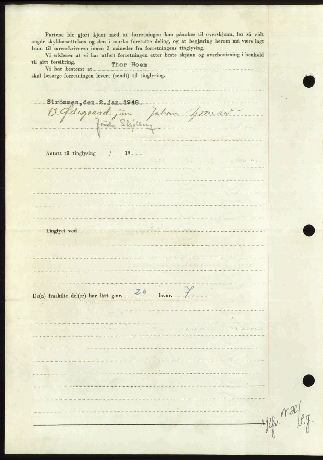 Nordmøre sorenskriveri, AV/SAT-A-4132/1/2/2Ca: Mortgage book no. A107, 1947-1948, Diary no: : 419/1948