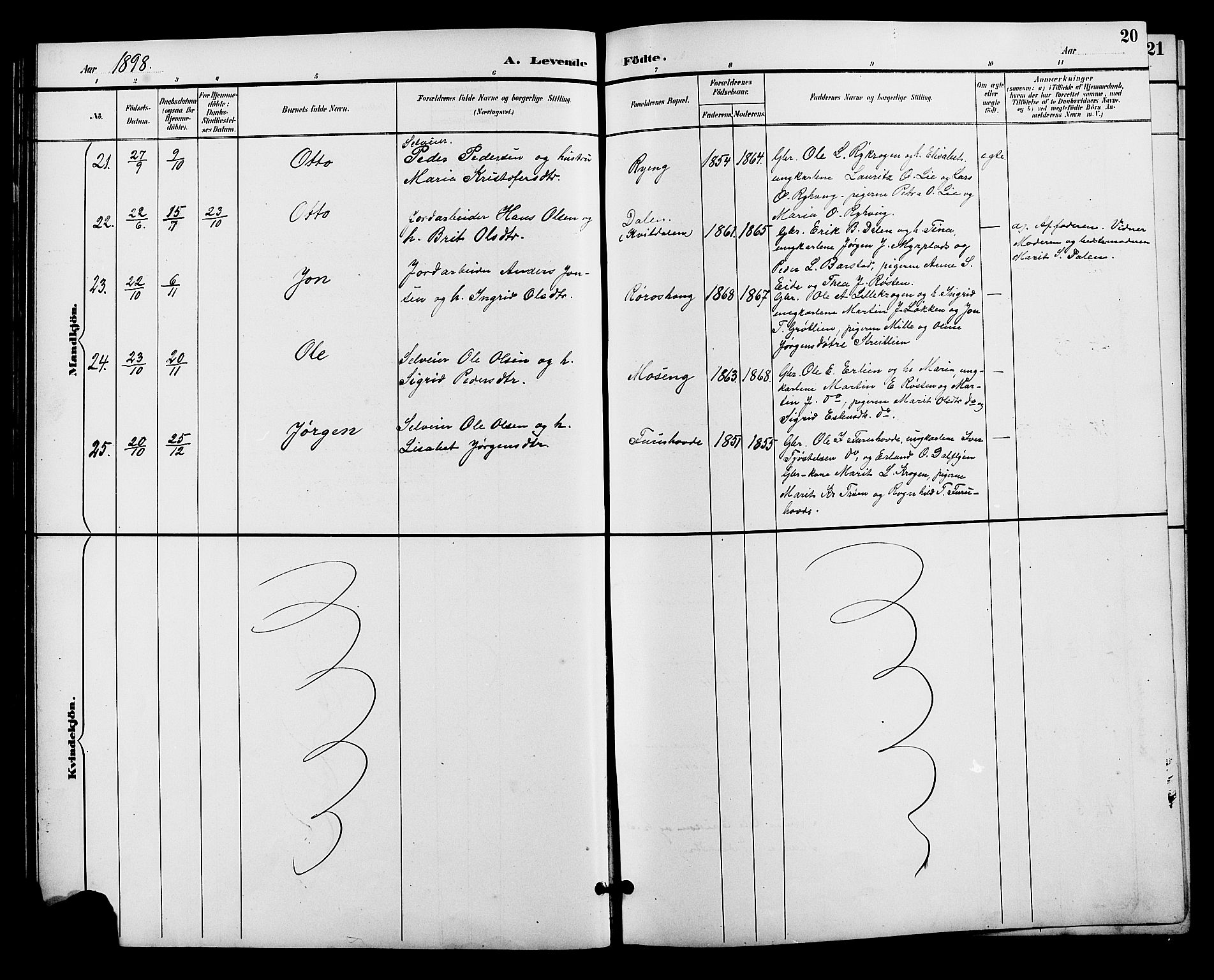 Alvdal prestekontor, AV/SAH-PREST-060/H/Ha/Hab/L0004: Parish register (copy) no. 4, 1894-1910, p. 20