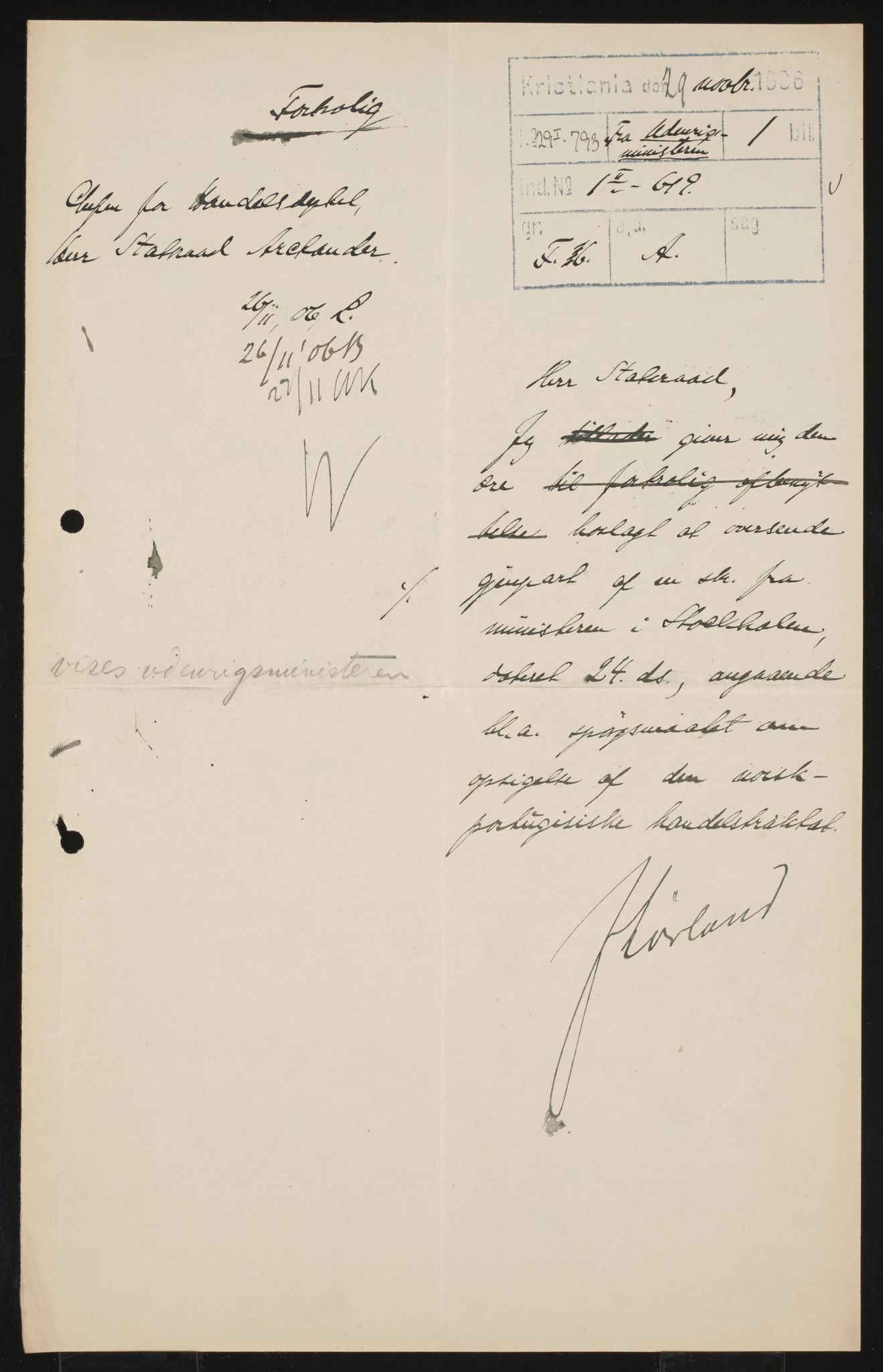 Utenriksdepartementet, AV/RA-S-2259, 1873-1919, p. 262