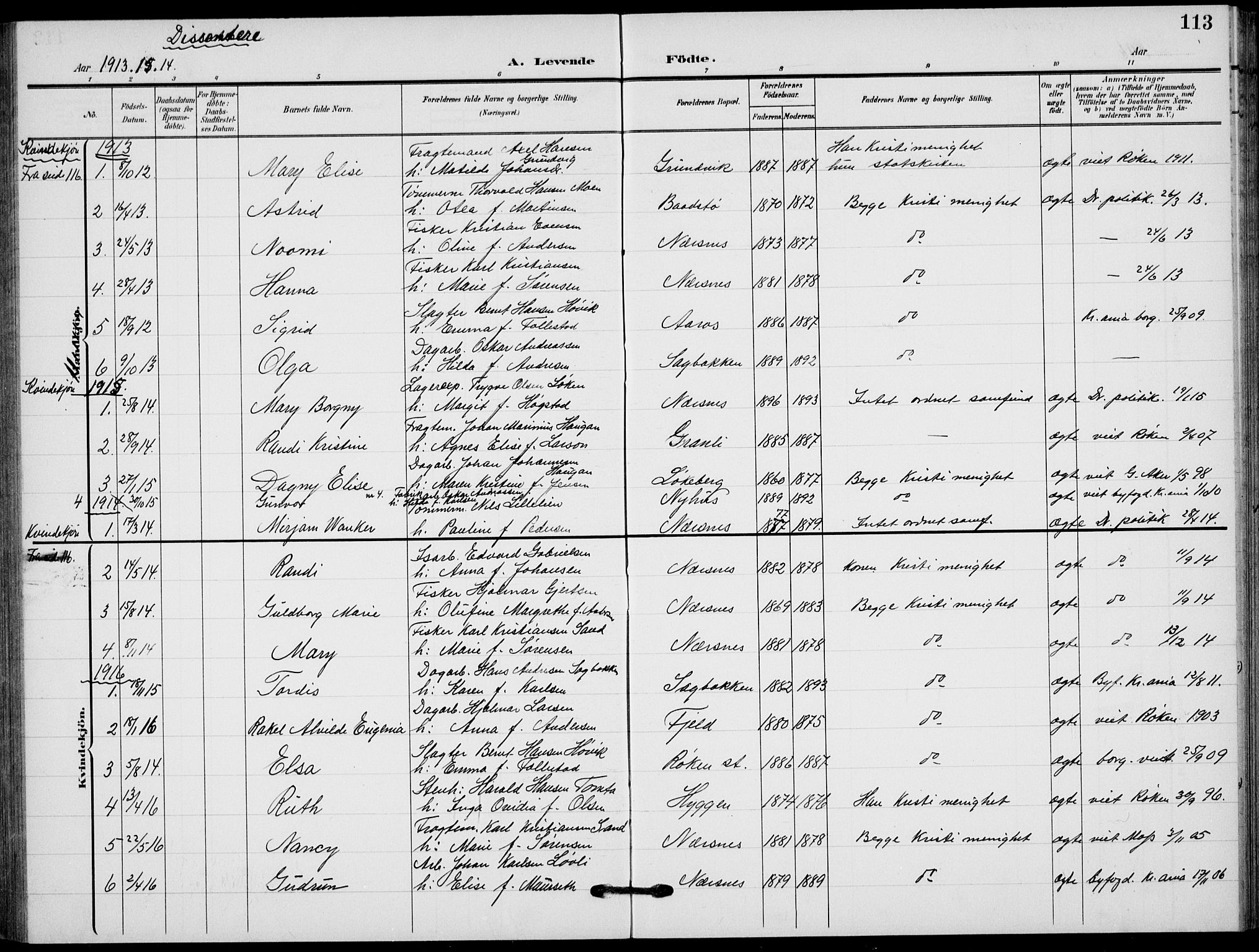 Røyken kirkebøker, SAKO/A-241/G/Ga/L0005: Parish register (copy) no. 5, 1903-1918, p. 113