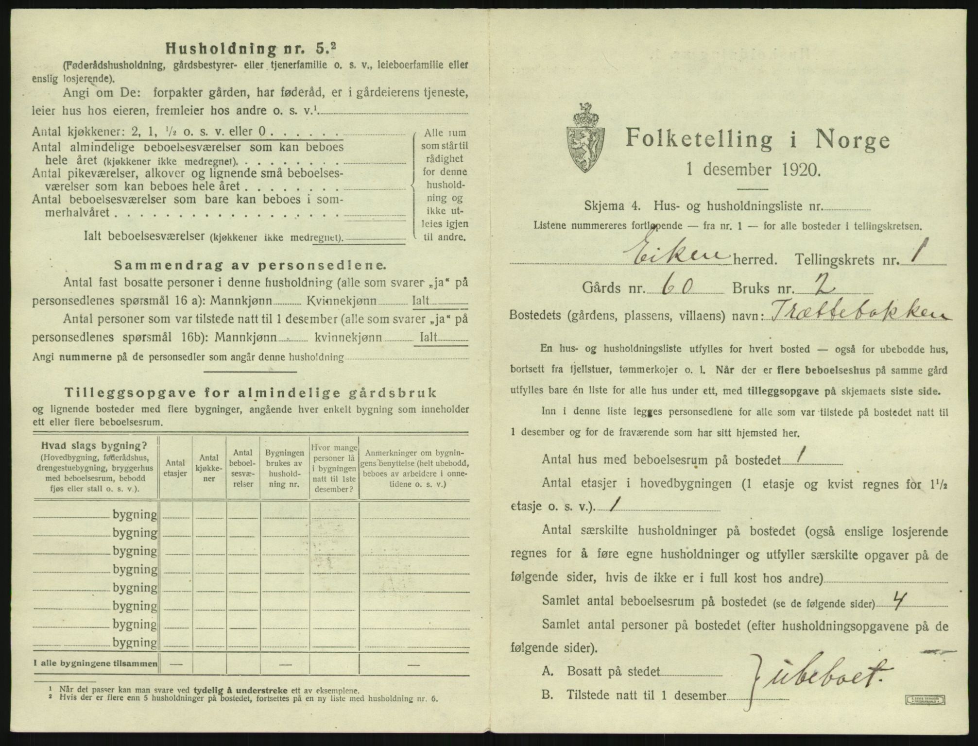 SAK, 1920 census for Eiken, 1920, p. 31